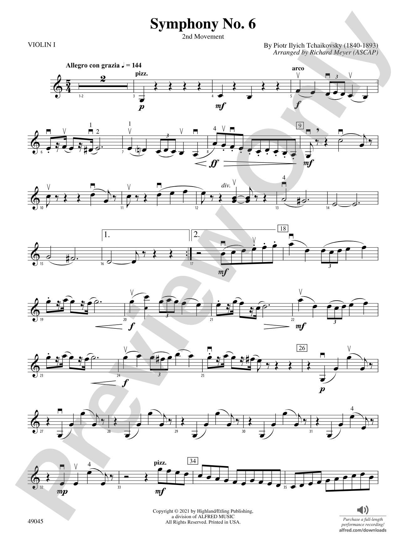 Symphony No. 6: 1st Violin