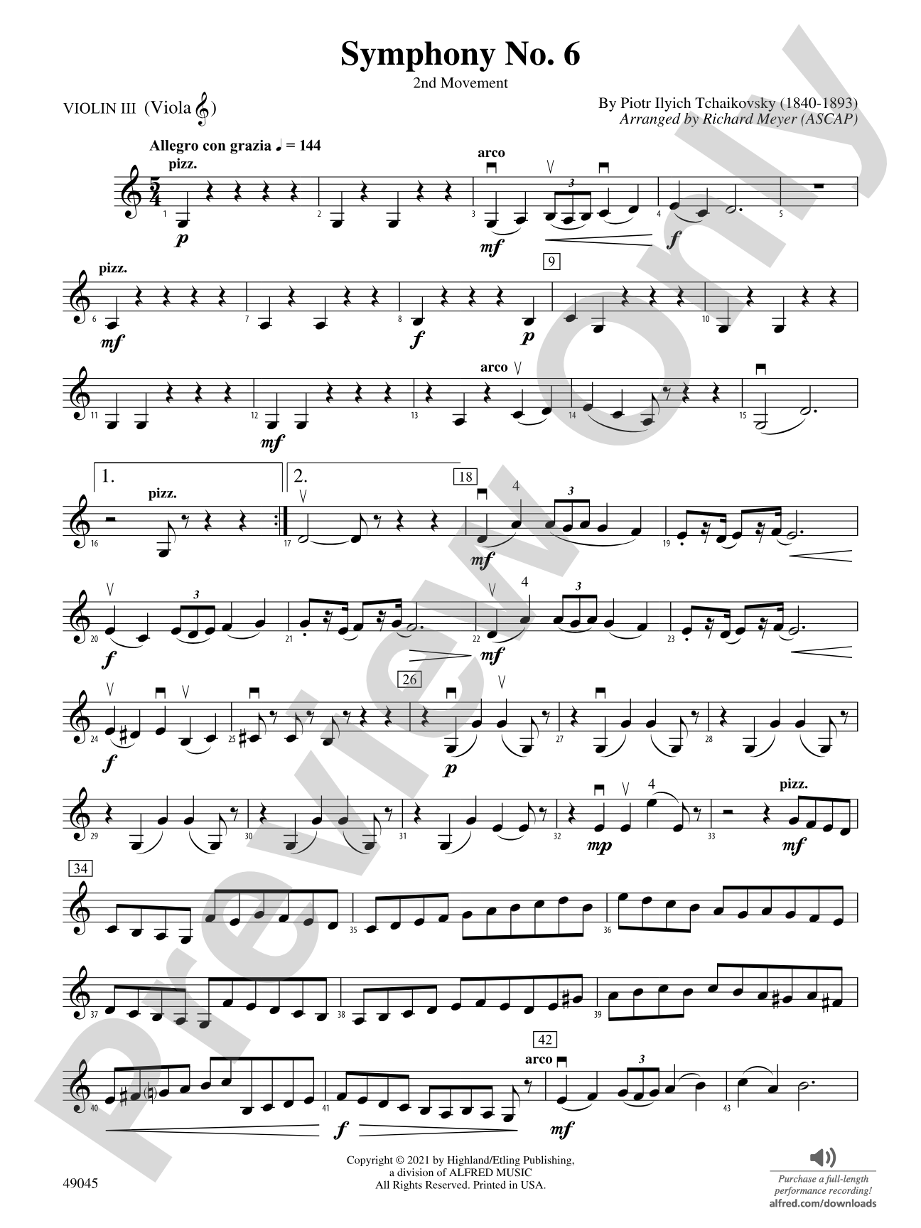Symphony No. 6: 3rd Violin (Viola [TC])