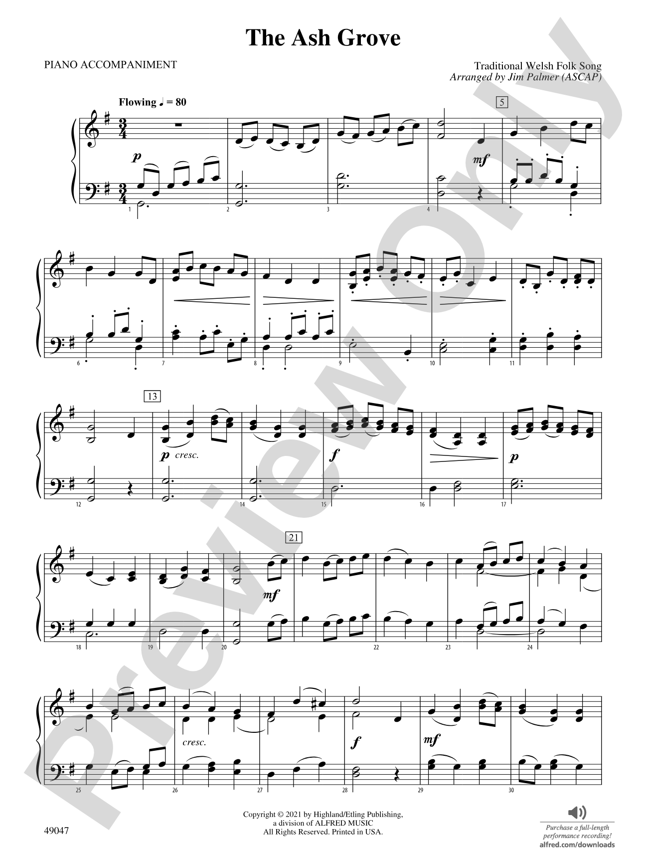 The Ash Grove: Piano Accompaniment