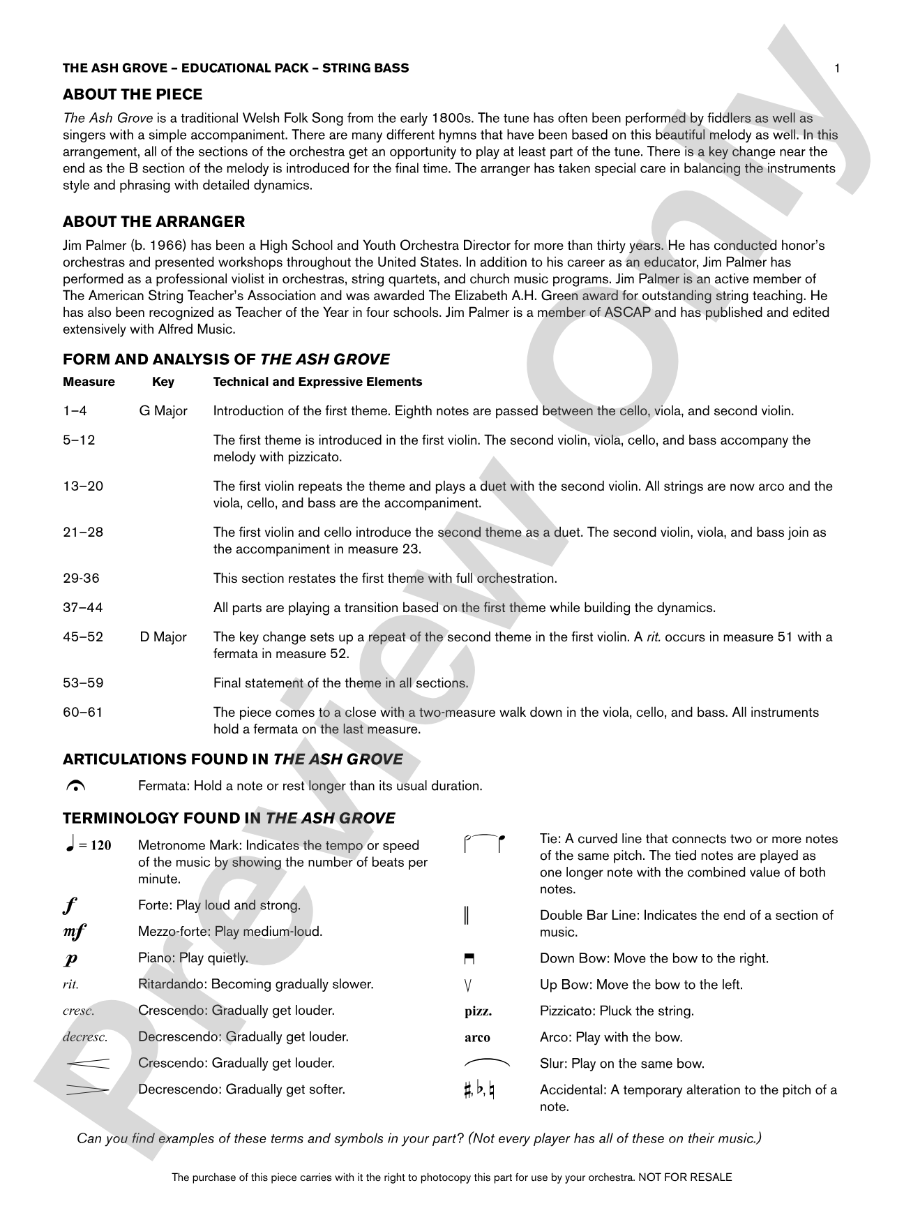The Ash Grove: Bass Educational Pack