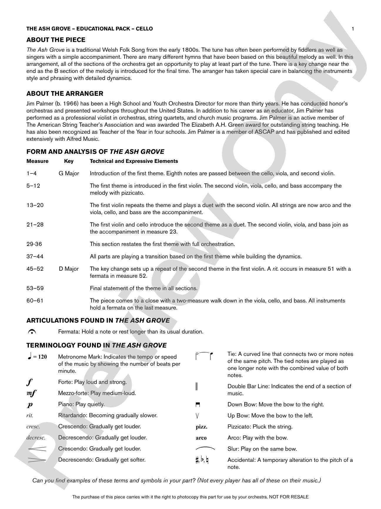 The Ash Grove: Cello Educational Pack