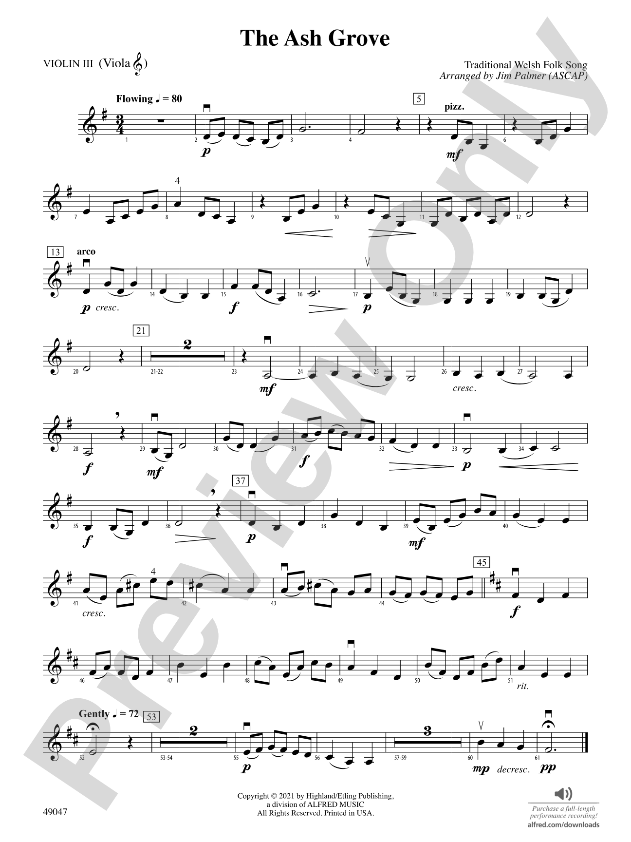 The Ash Grove: 3rd Violin (Viola [TC])