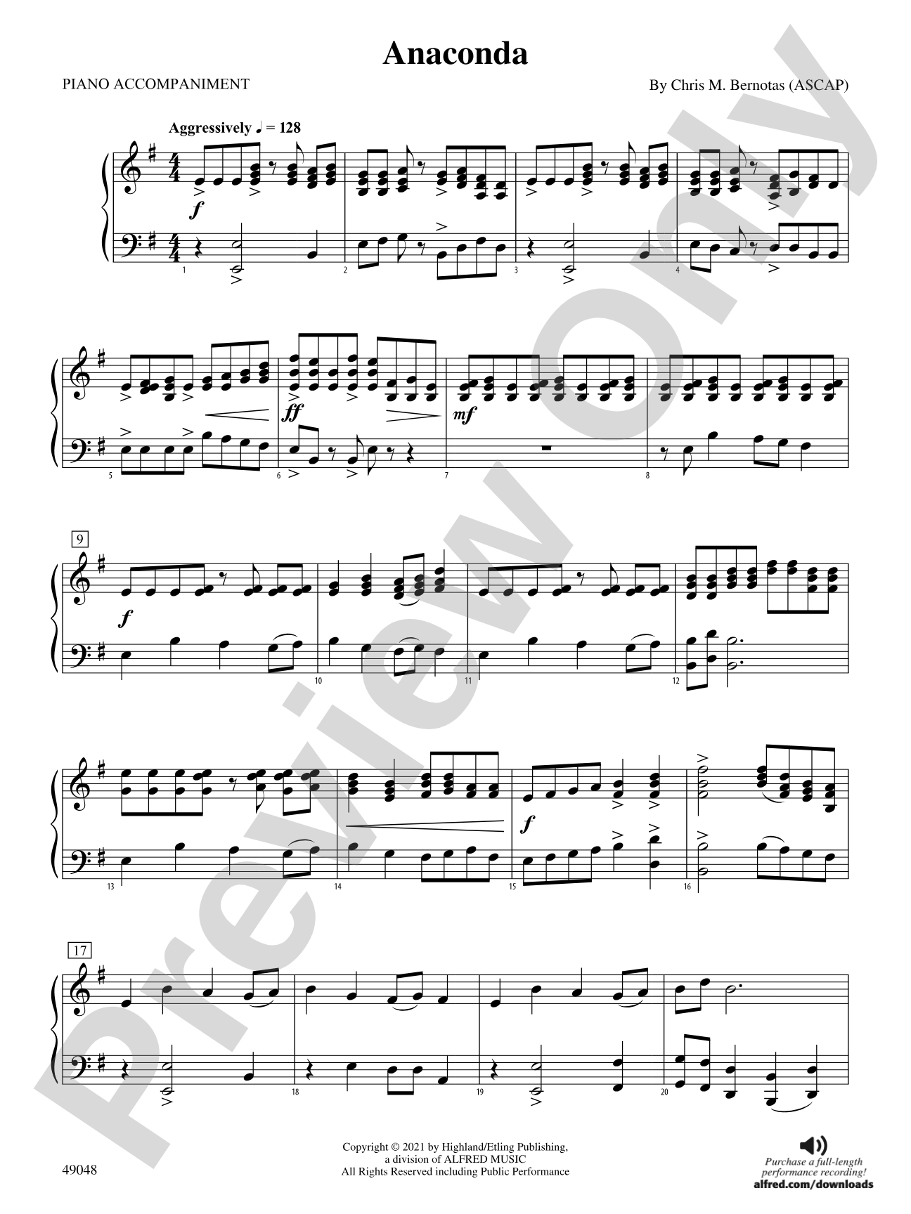 Anaconda: Piano Accompaniment
