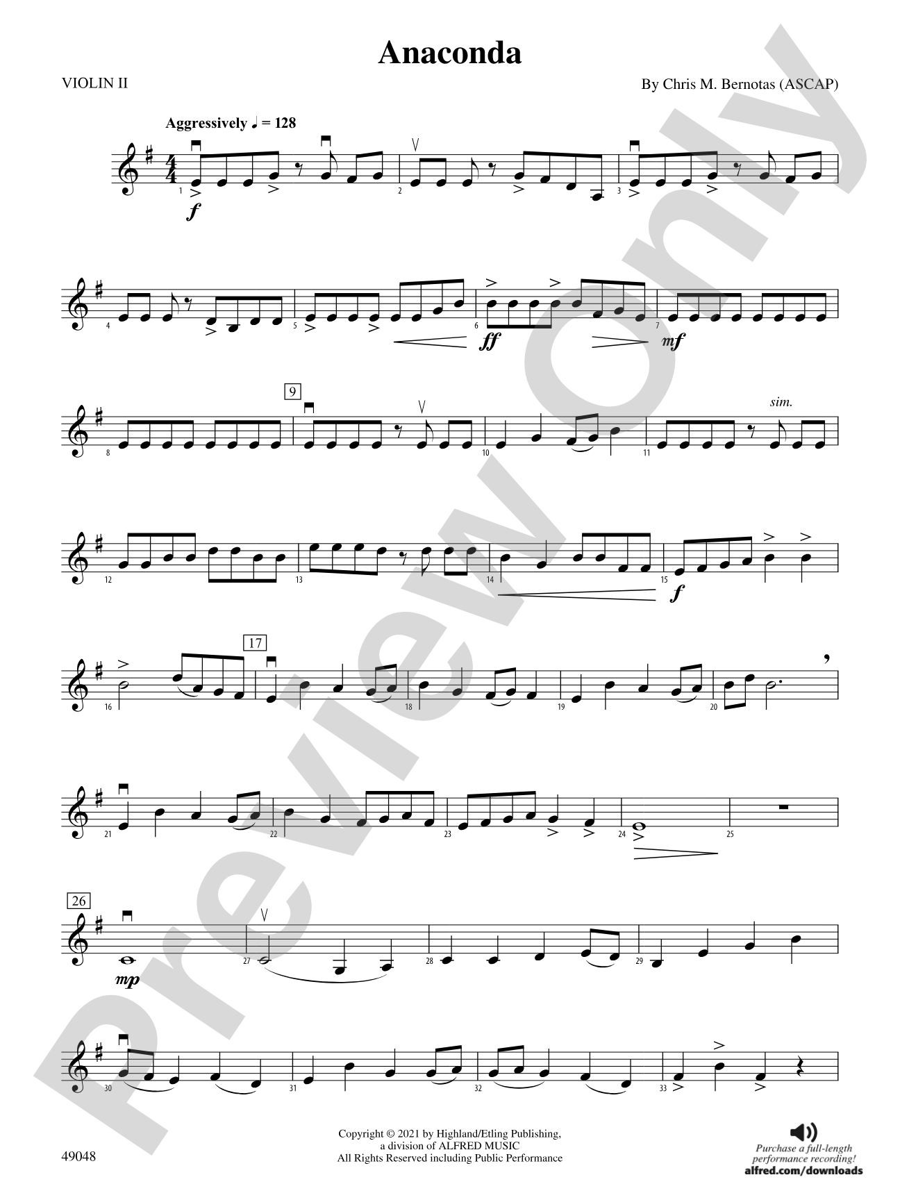 Anaconda: 2nd Violin