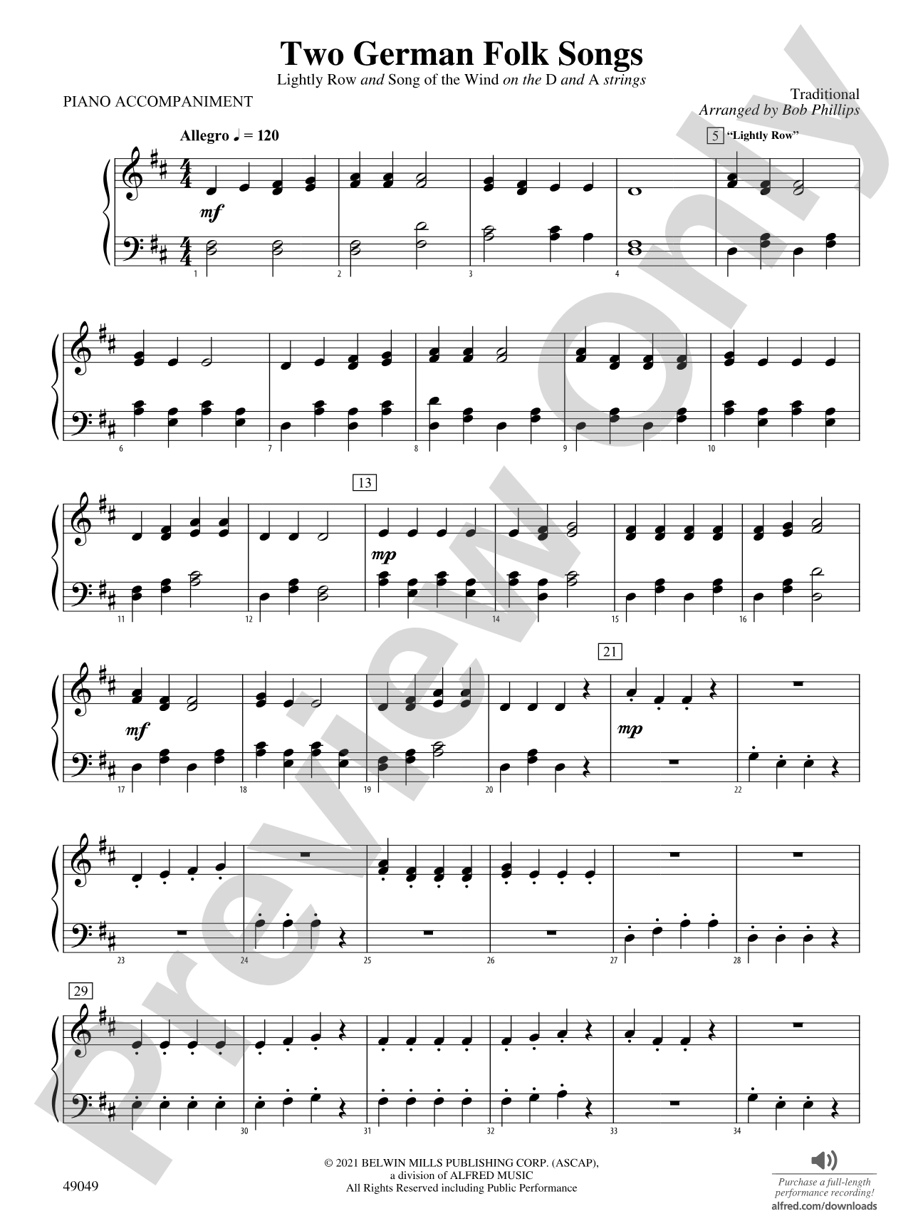 Two German Folk Songs: Piano Accompaniment