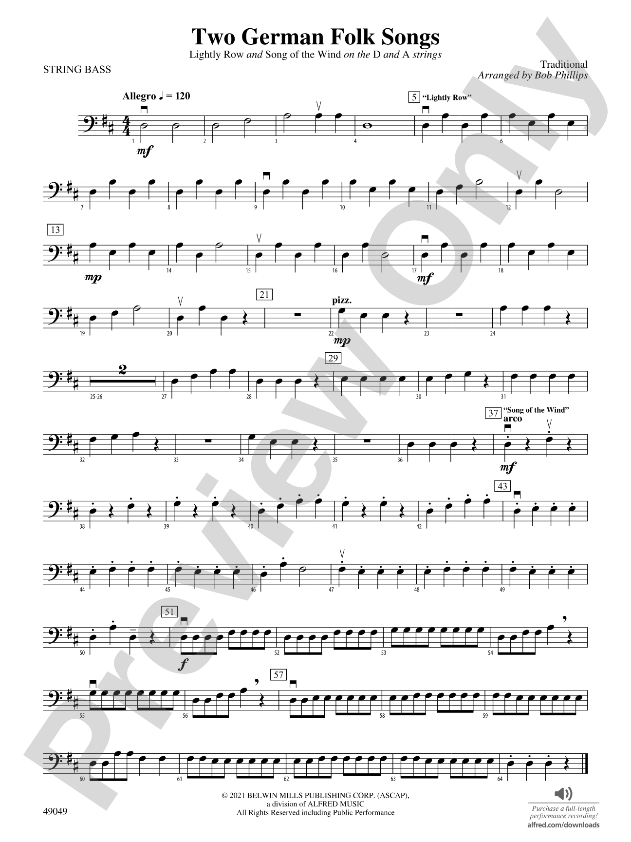 Two German Folk Songs: String Bass