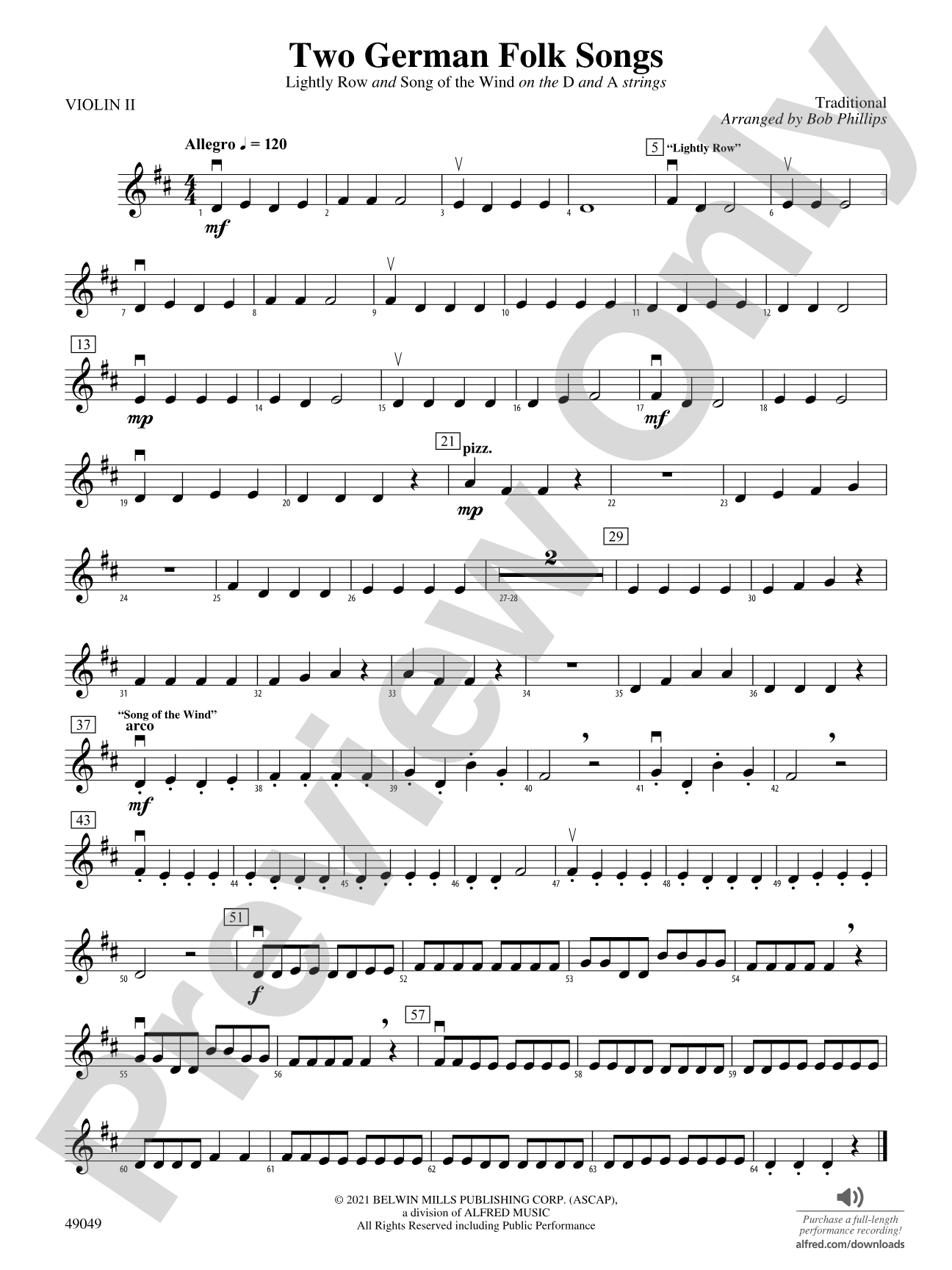 Two German Folk Songs: 2nd Violin