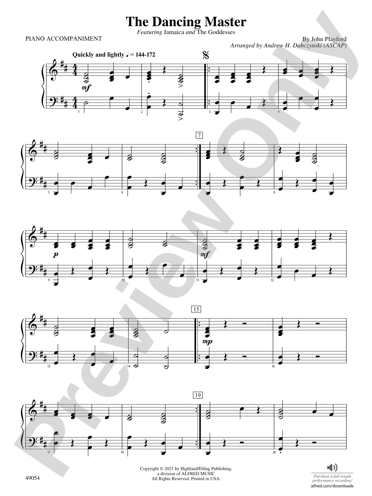 The Dancing Master: Piano Accompaniment