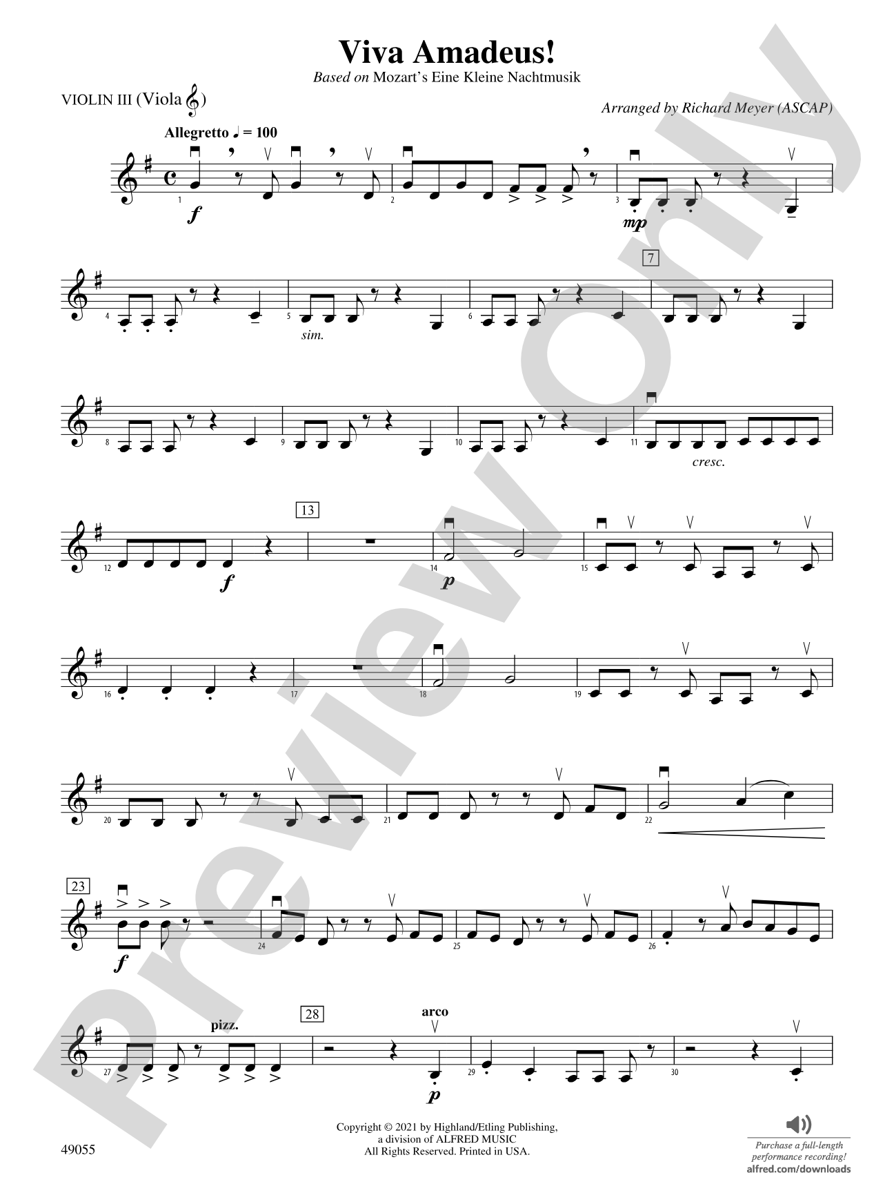 Viva Amadeus!: 3rd Violin (Viola [TC])