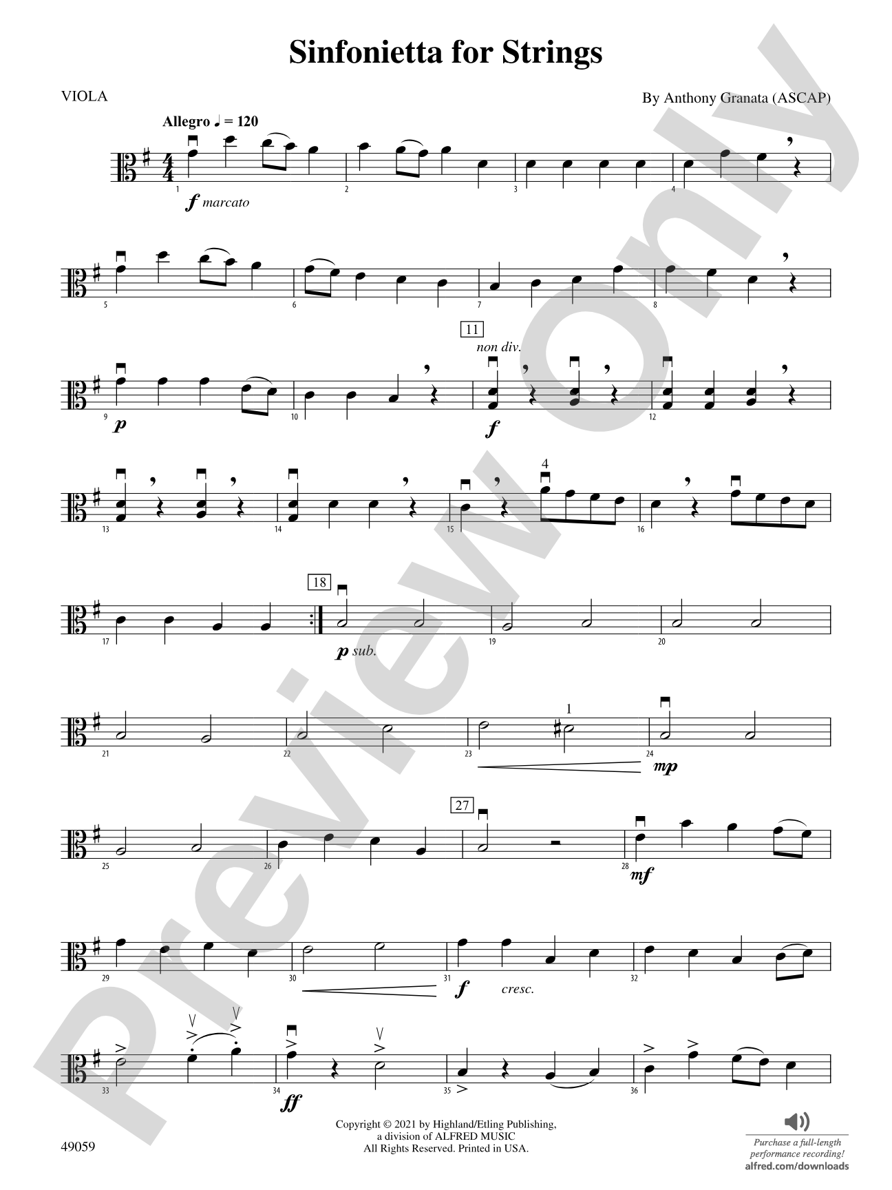 Sinfonietta for Strings: Viola
