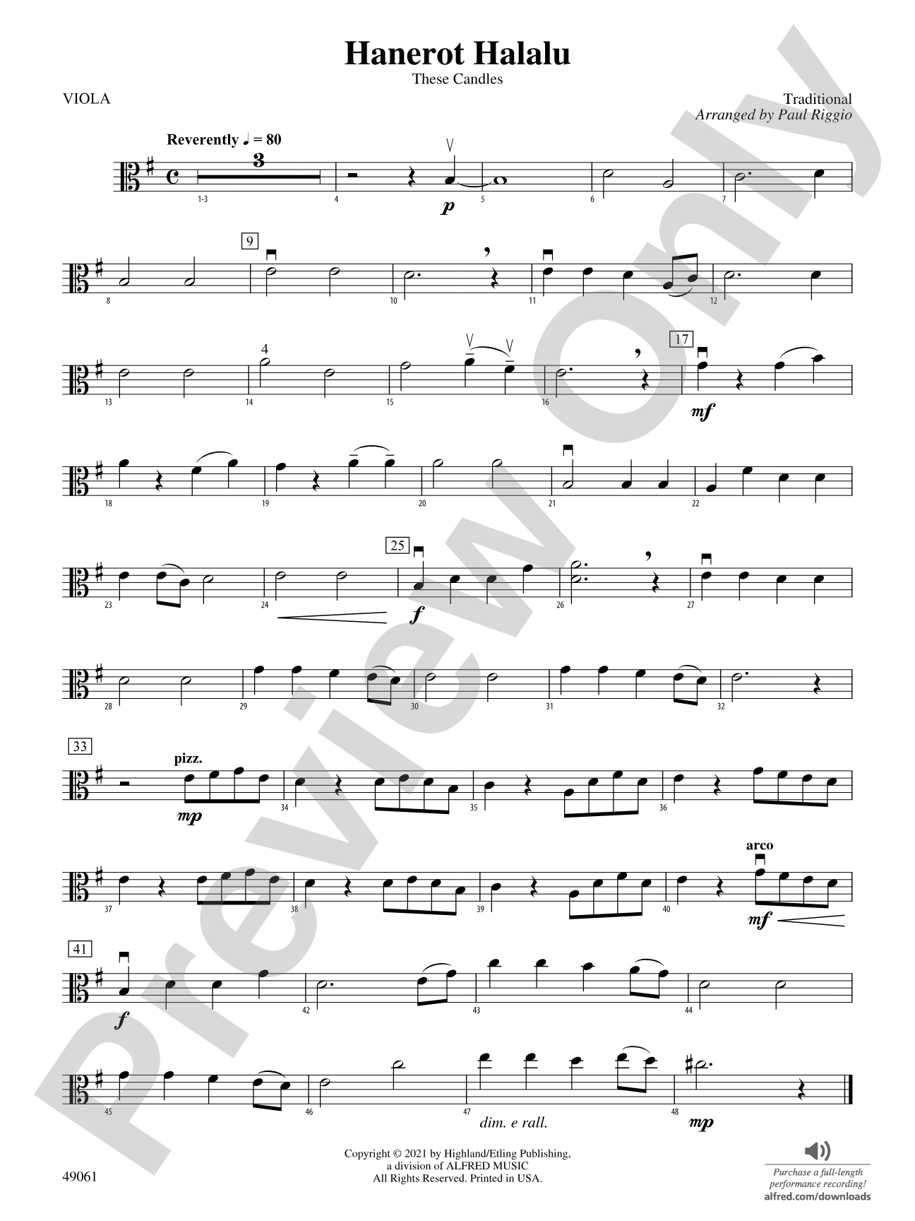 Hanerot Halalu: Viola