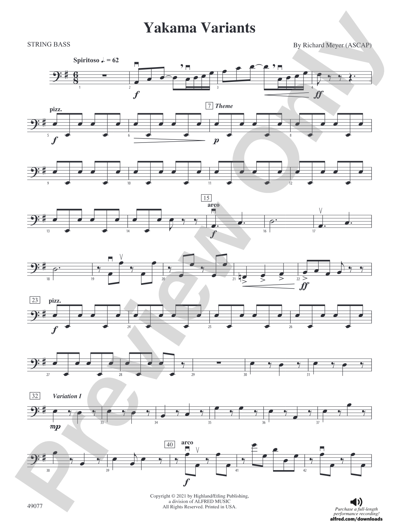 Yakama Variants: String Bass