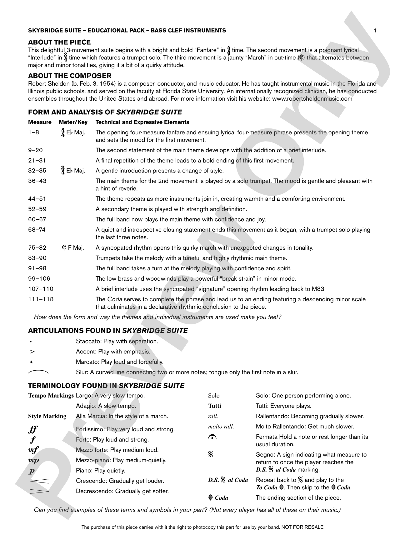 Skybridge Suite: Bass Clef Educational Pack