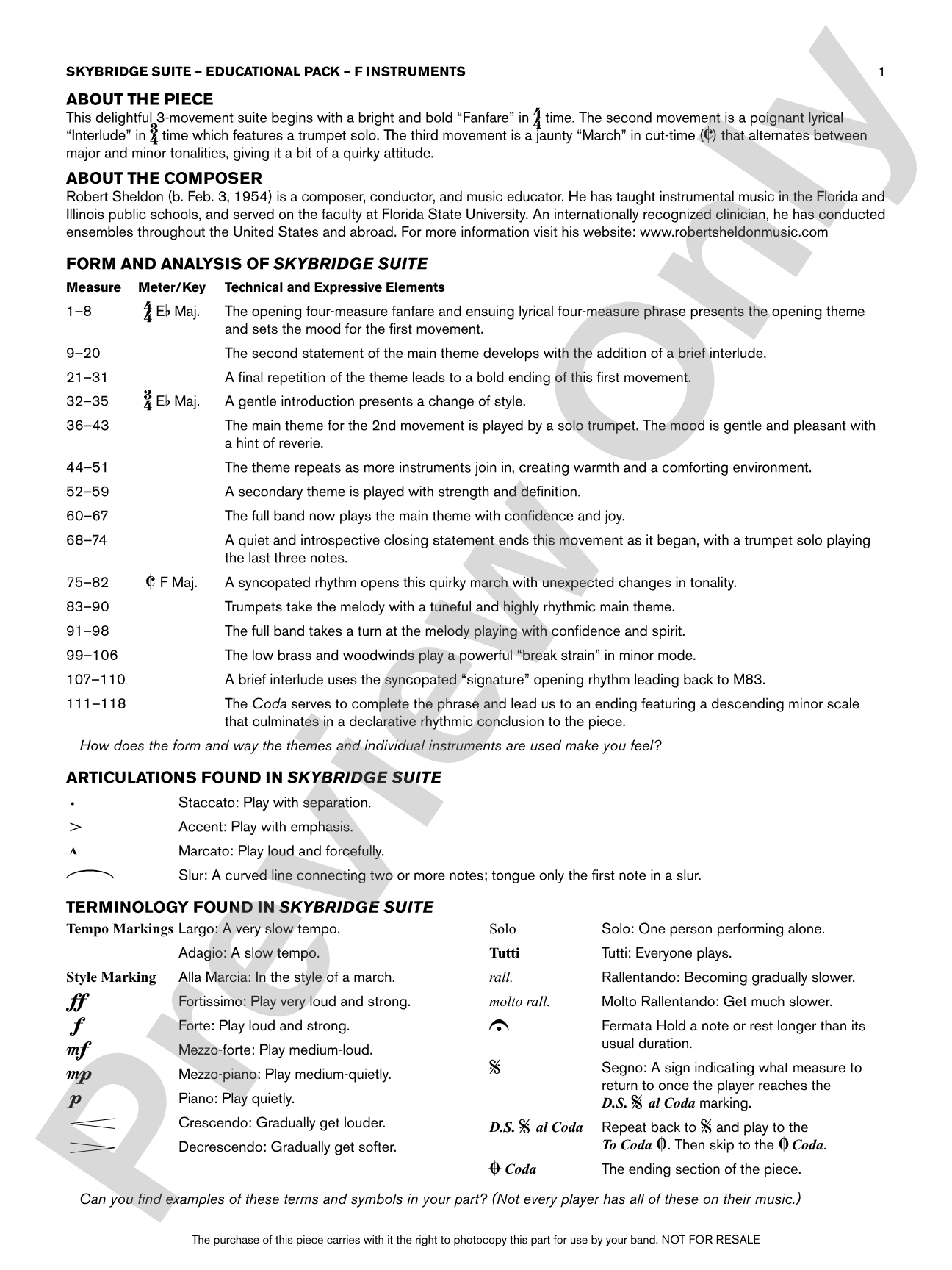 Skybridge Suite: F Educational Pack