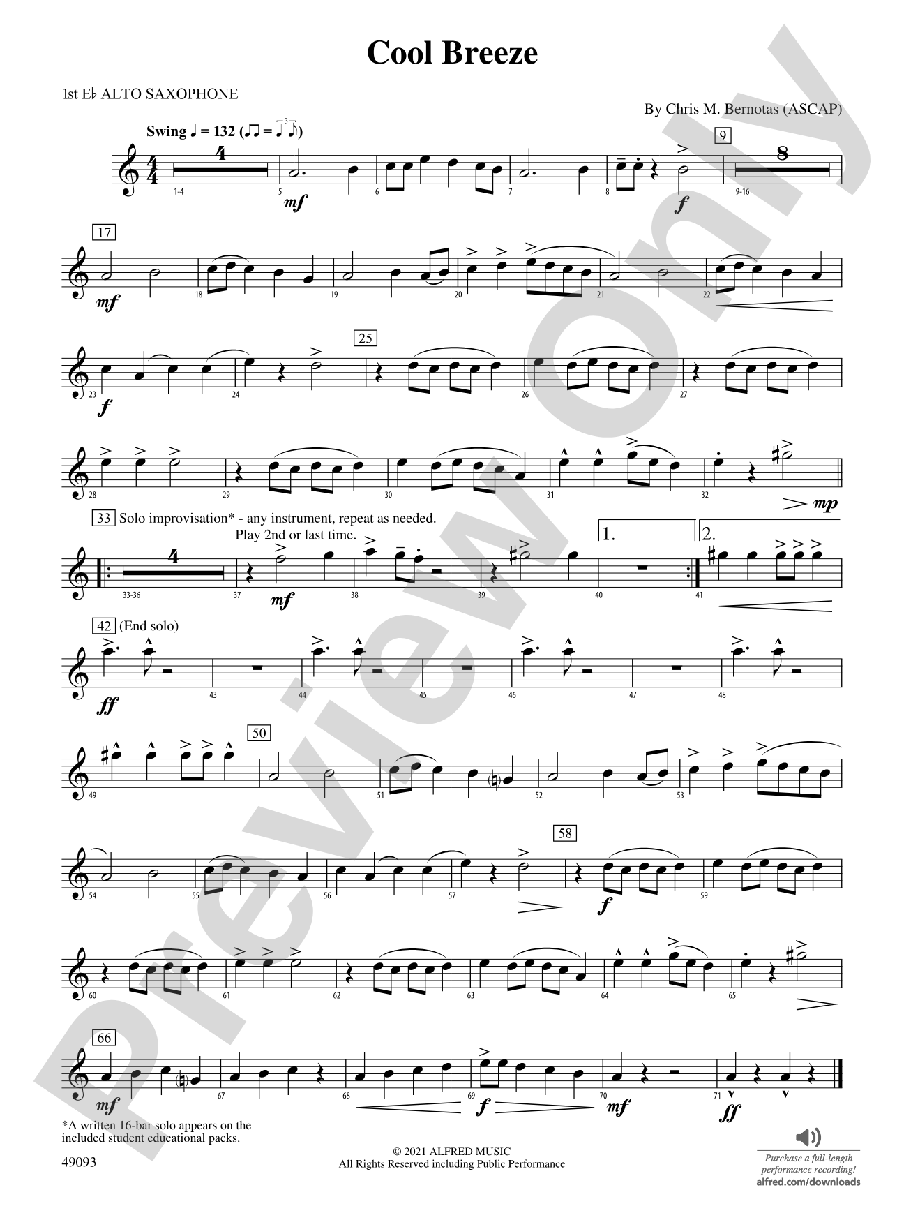 Cool Breeze: E-flat Alto Saxophone