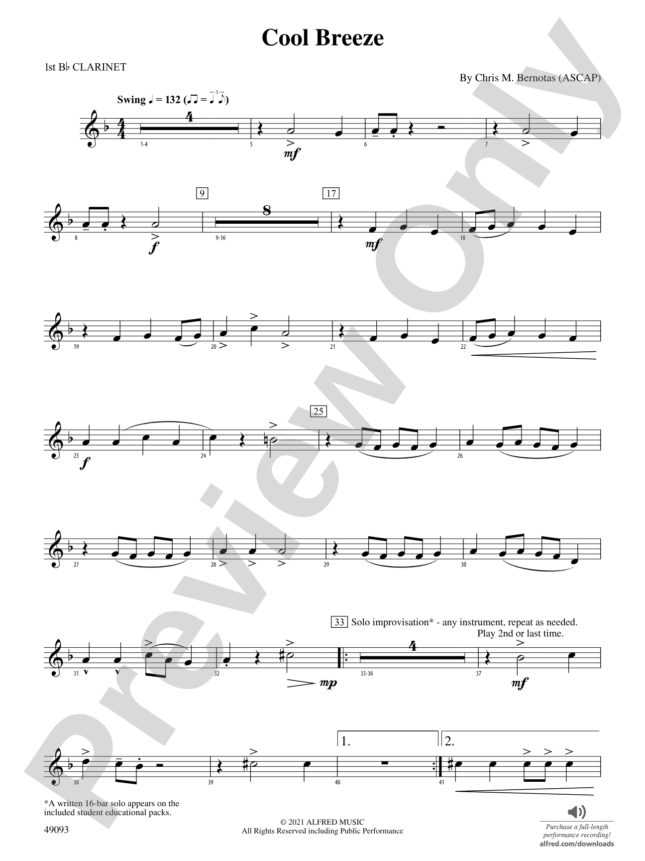 Cool Breeze: 1st B-flat Clarinet