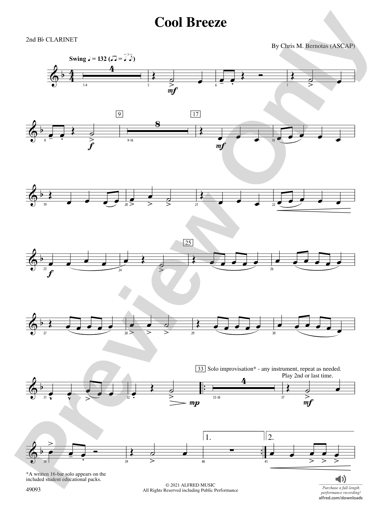 Cool Breeze: 2nd B-flat Clarinet