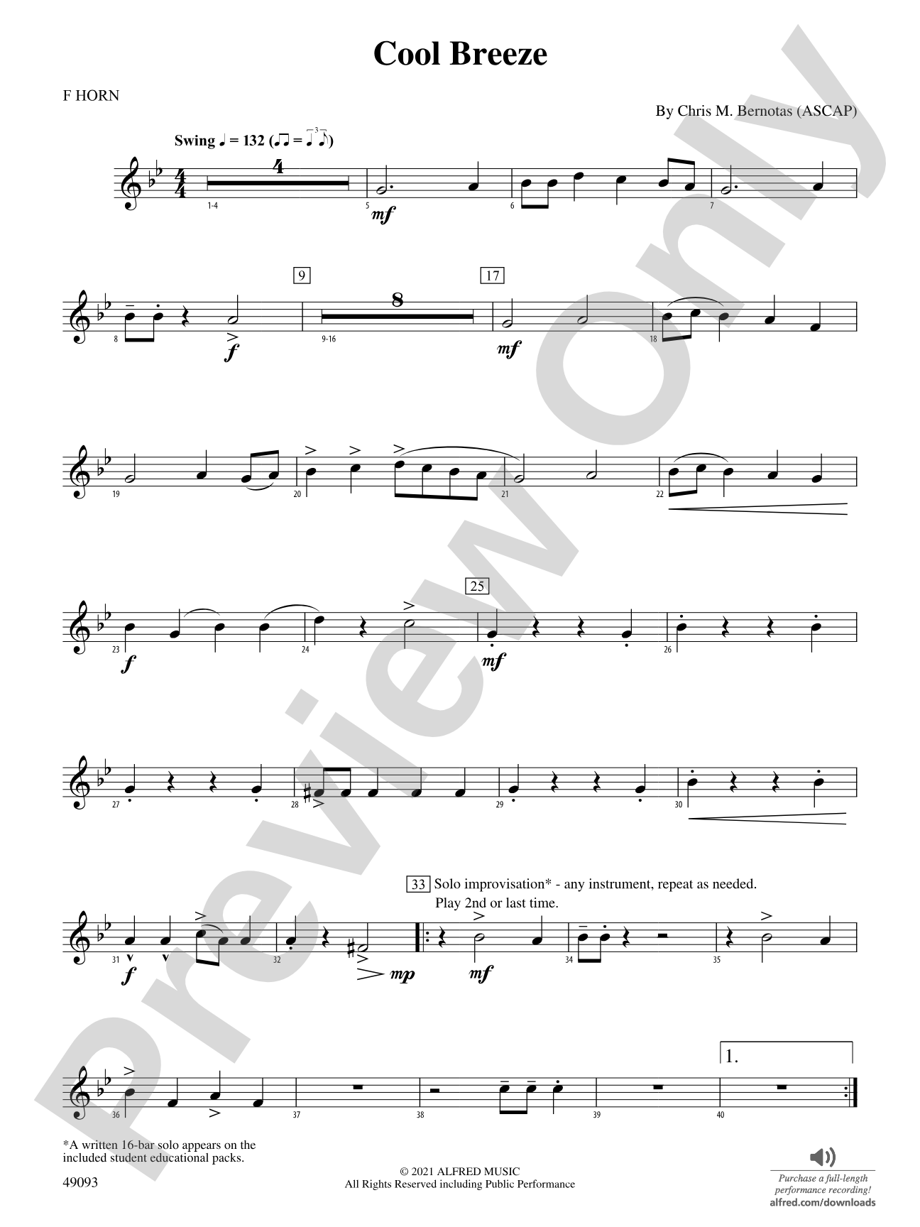 Cool Breeze: 1st F Horn