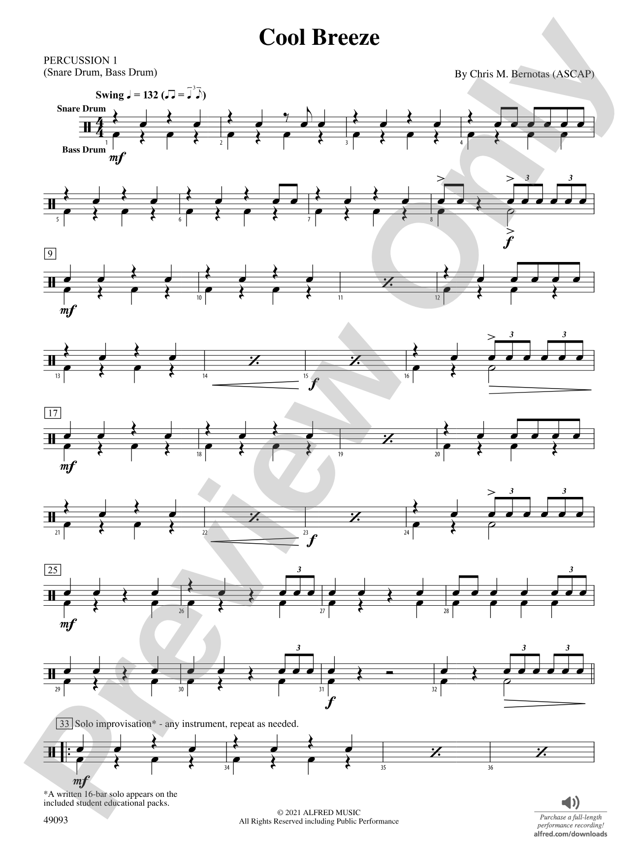 Cool Breeze: 1st Percussion