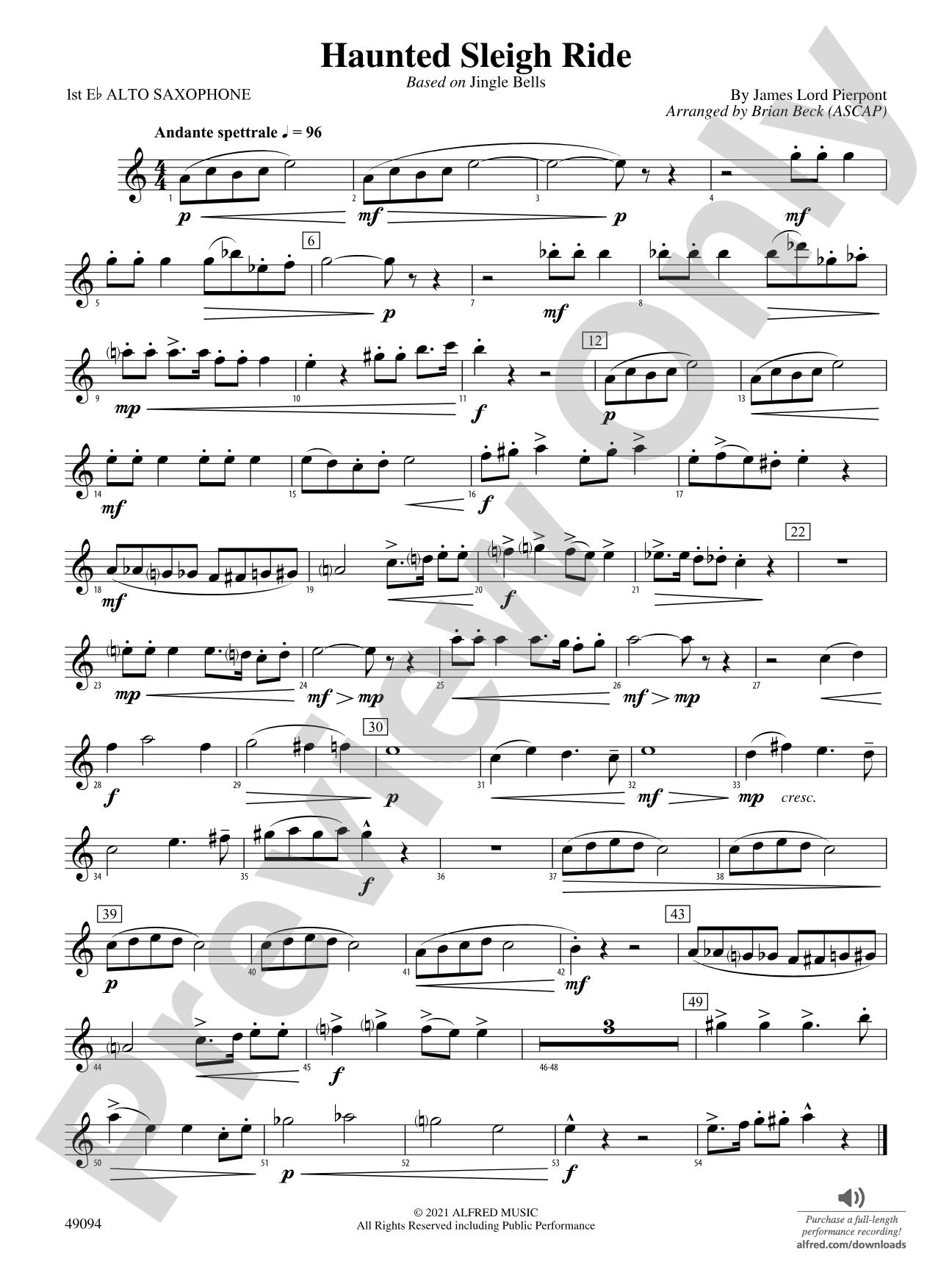 Haunted Sleigh Ride: E-flat Alto Saxophone