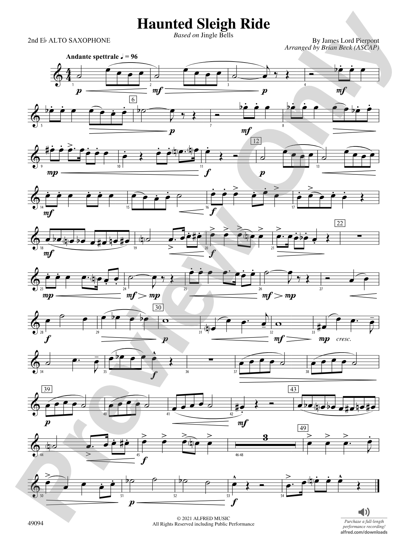 Haunted Sleigh Ride: 2nd E-flat Alto Saxophone