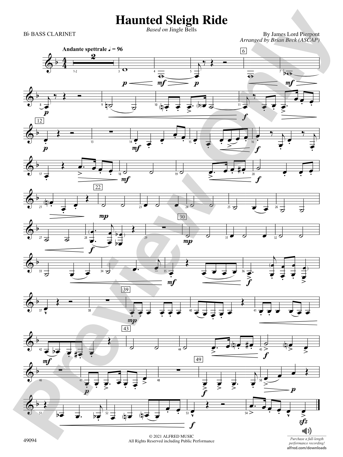 Haunted Sleigh Ride: B-flat Bass Clarinet