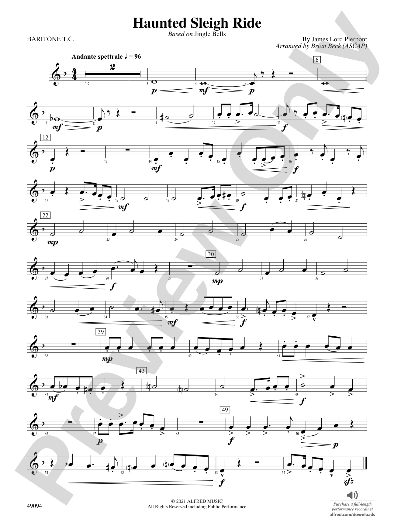 Haunted Sleigh Ride: Baritone T.C.