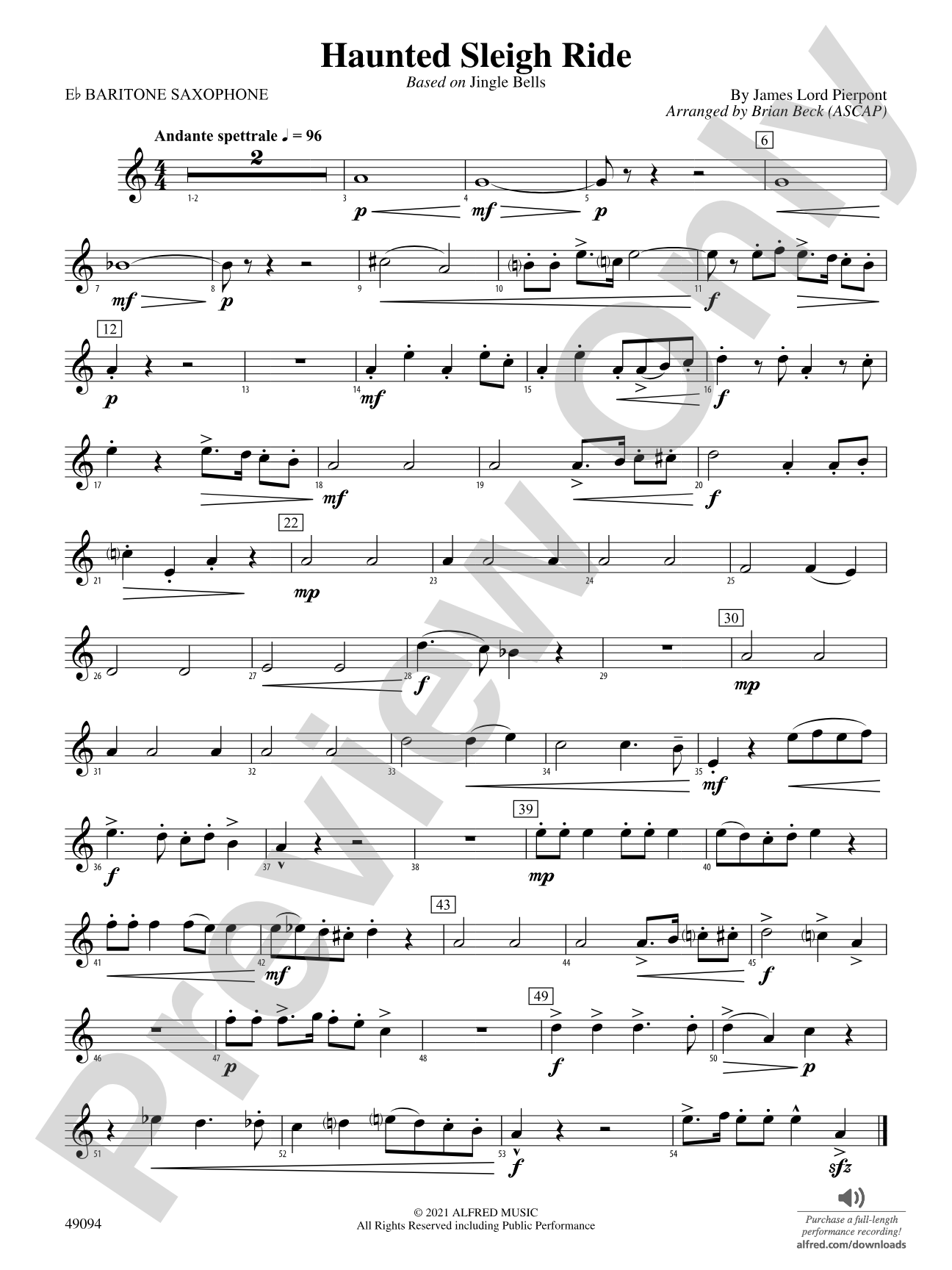 Haunted Sleigh Ride: E-flat Baritone Saxophone