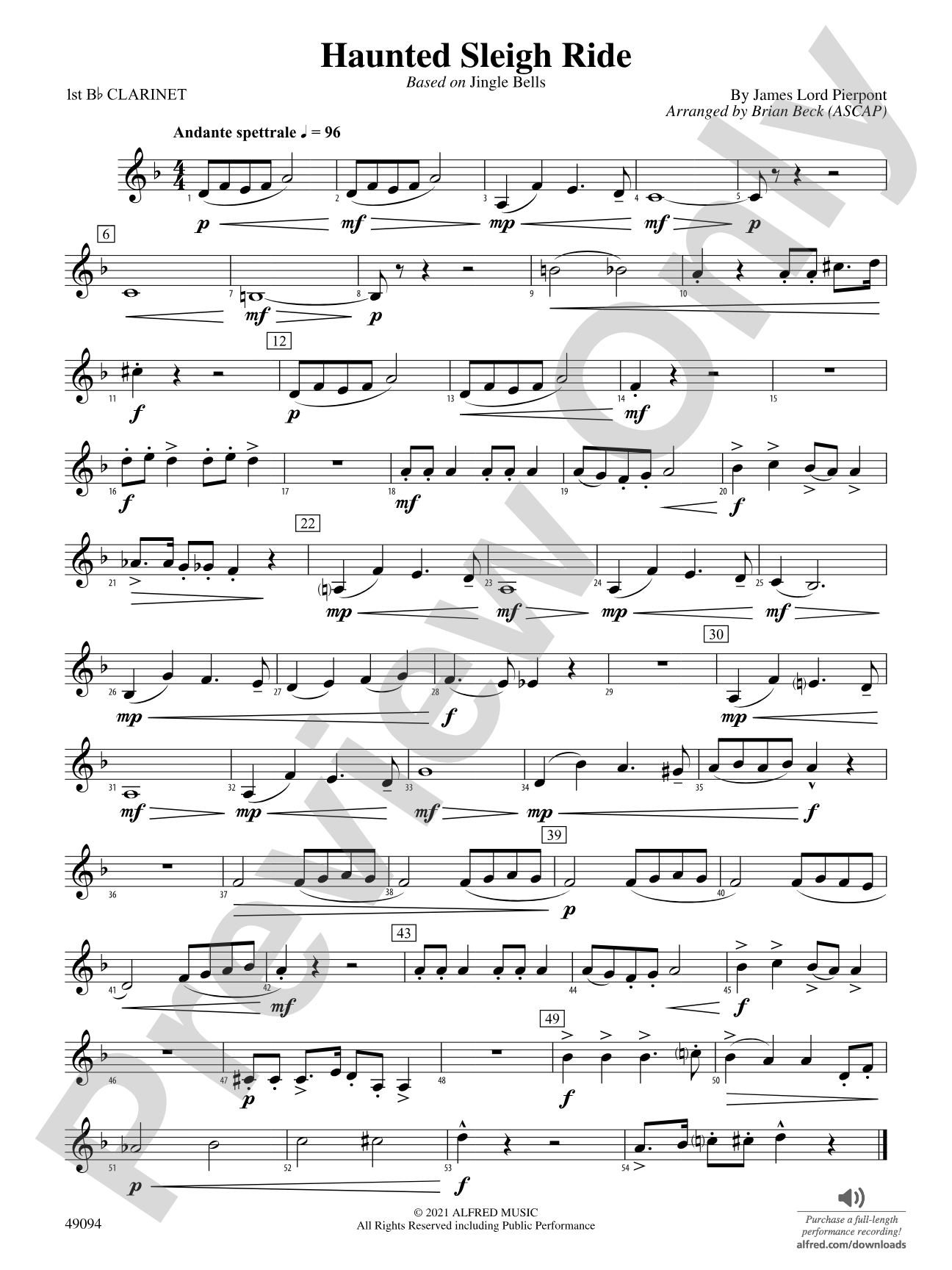 Haunted Sleigh Ride: 1st B-flat Clarinet