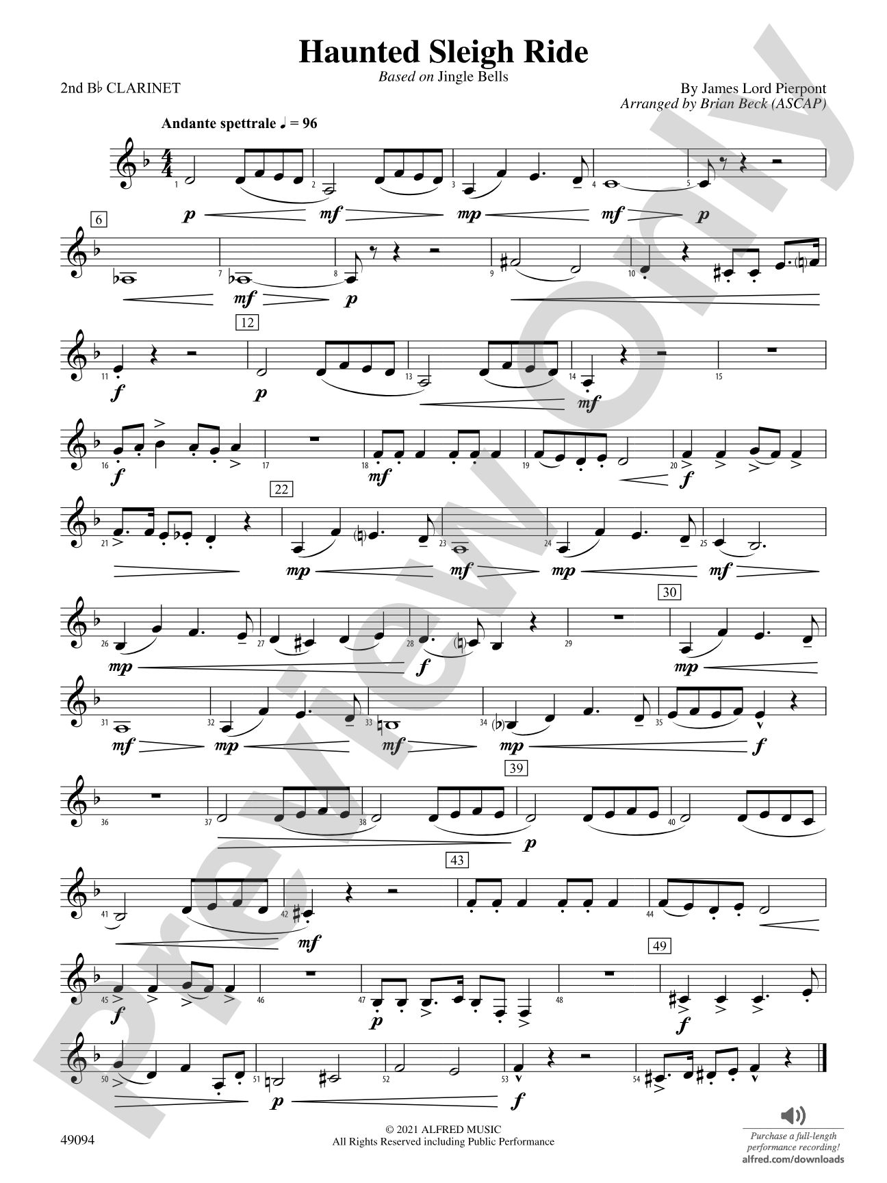 Haunted Sleigh Ride: 2nd B-flat Clarinet