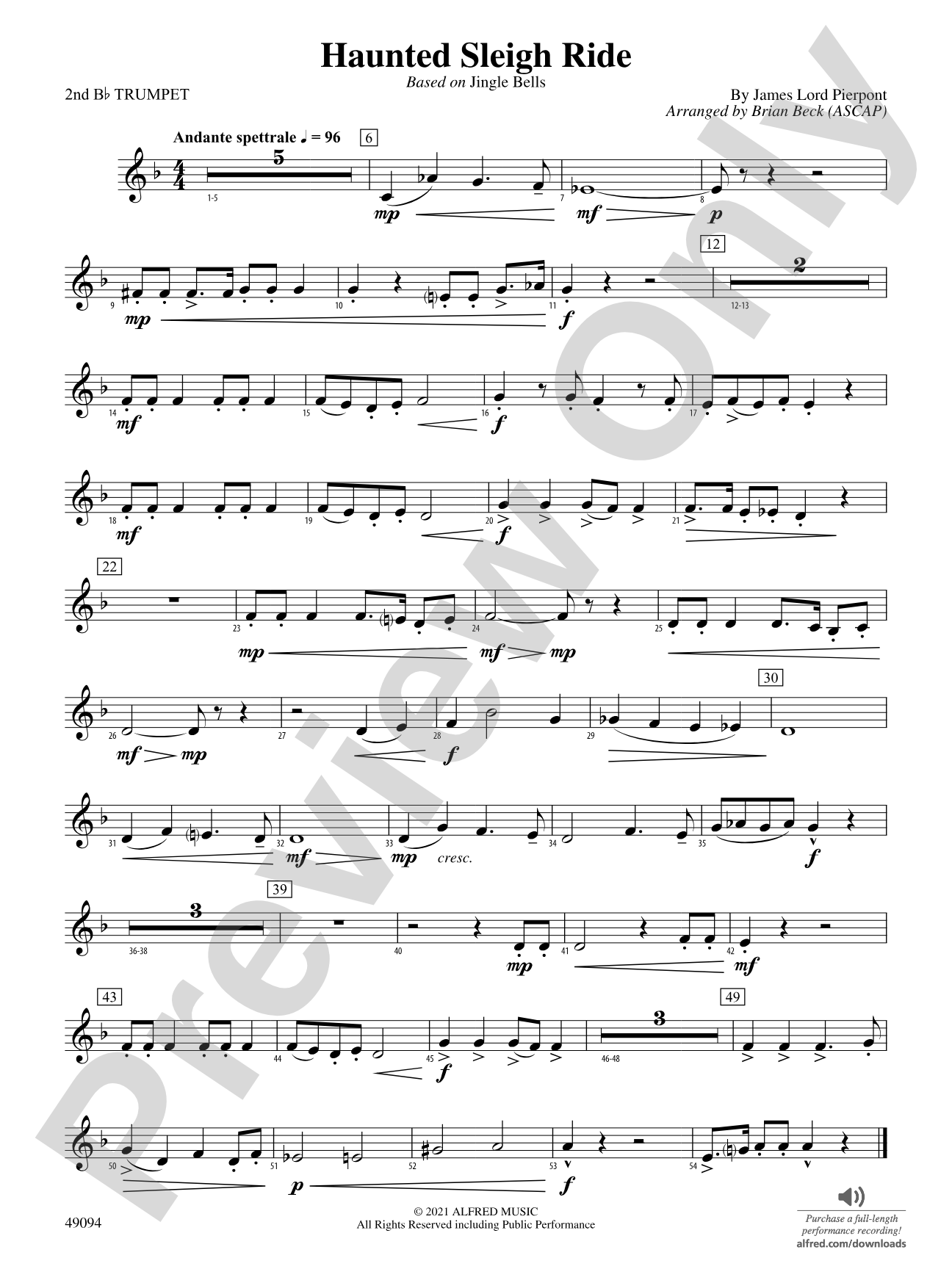 Haunted Sleigh Ride: 2nd B-flat Trumpet