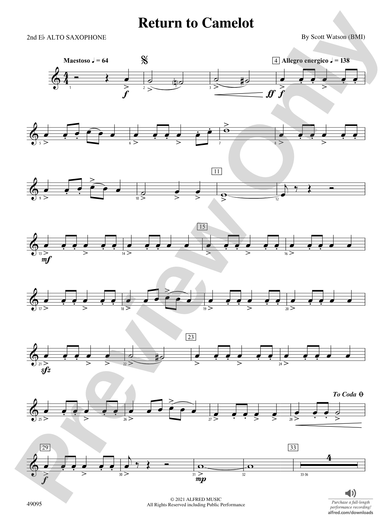 Return to Camelot: 2nd E-flat Alto Saxophone