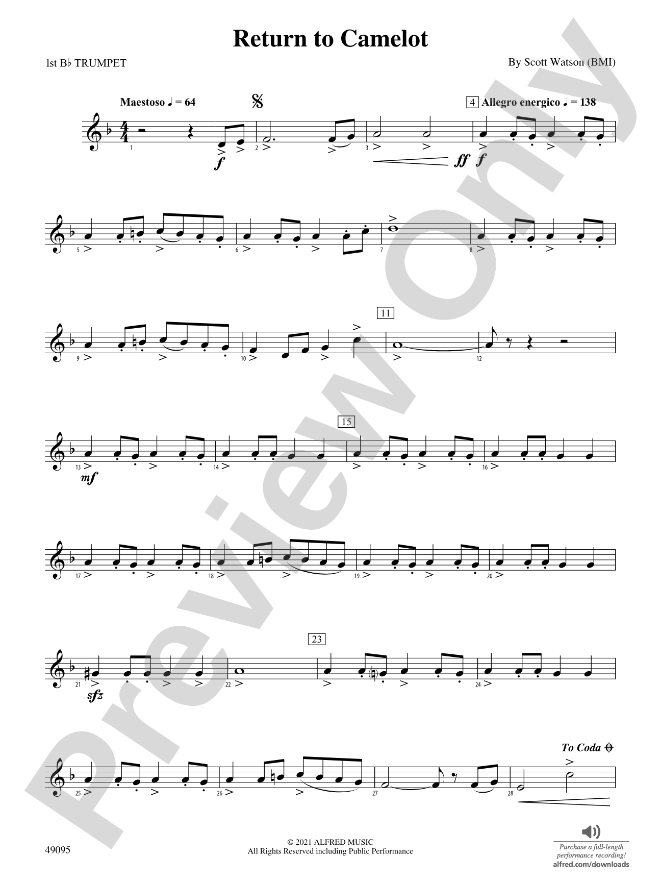 Return to Camelot: 1st B-flat Trumpet