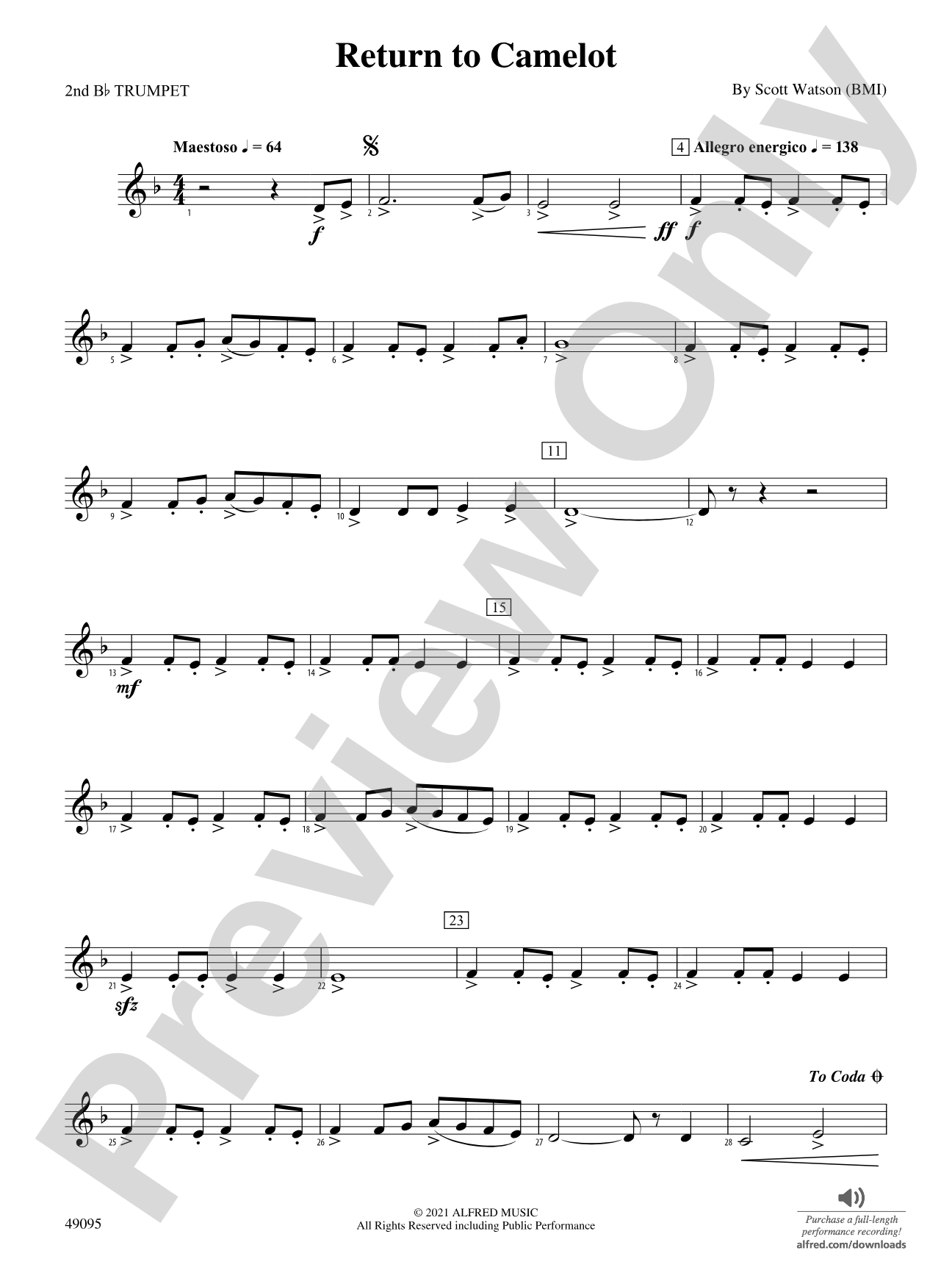 Return to Camelot: 2nd B-flat Trumpet