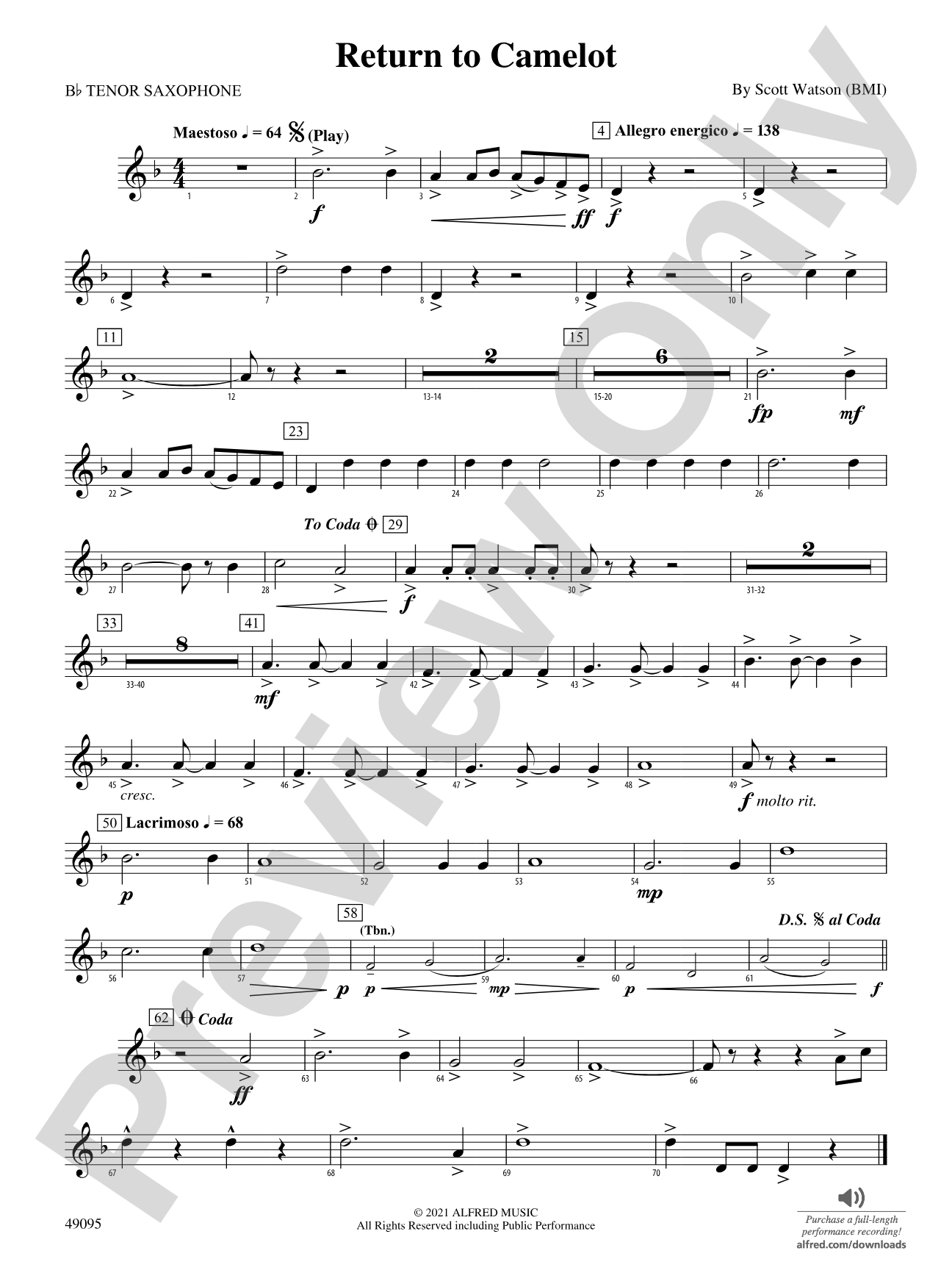 Return to Camelot: B-flat Tenor Saxophone