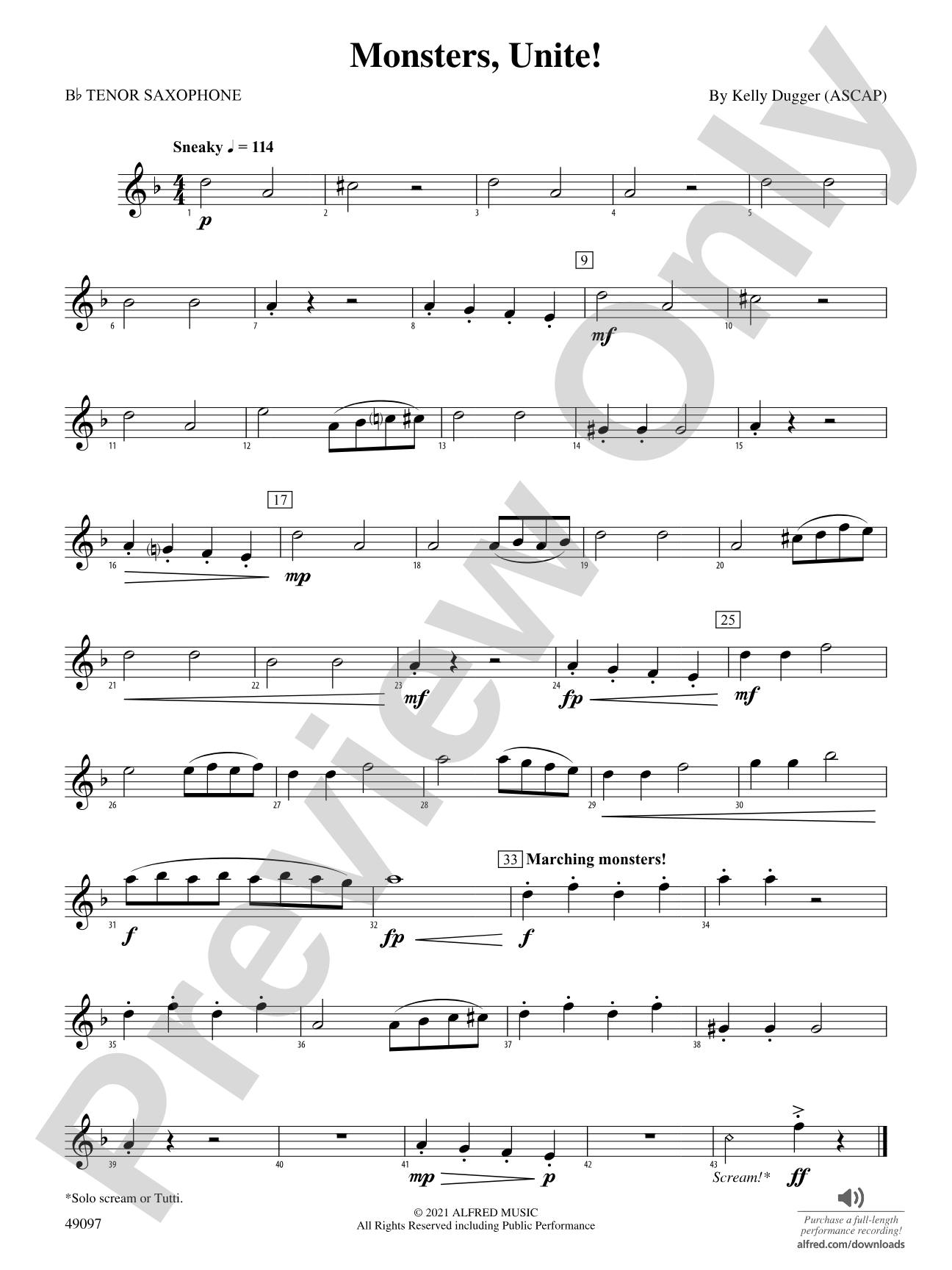 Monsters, Unite!: B-flat Tenor Saxophone