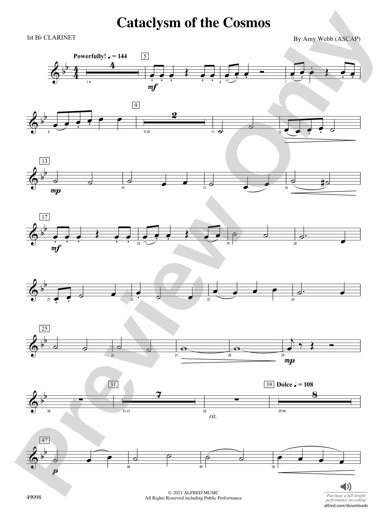 Cataclysm of the Cosmos: 1st B-flat Clarinet