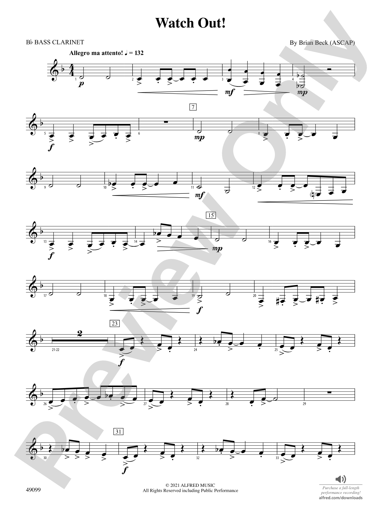 Watch Out!: B-flat Bass Clarinet