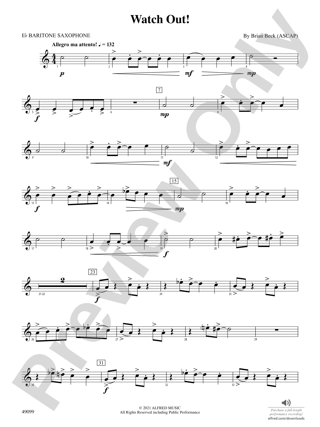 Watch Out!: E-flat Baritone Saxophone