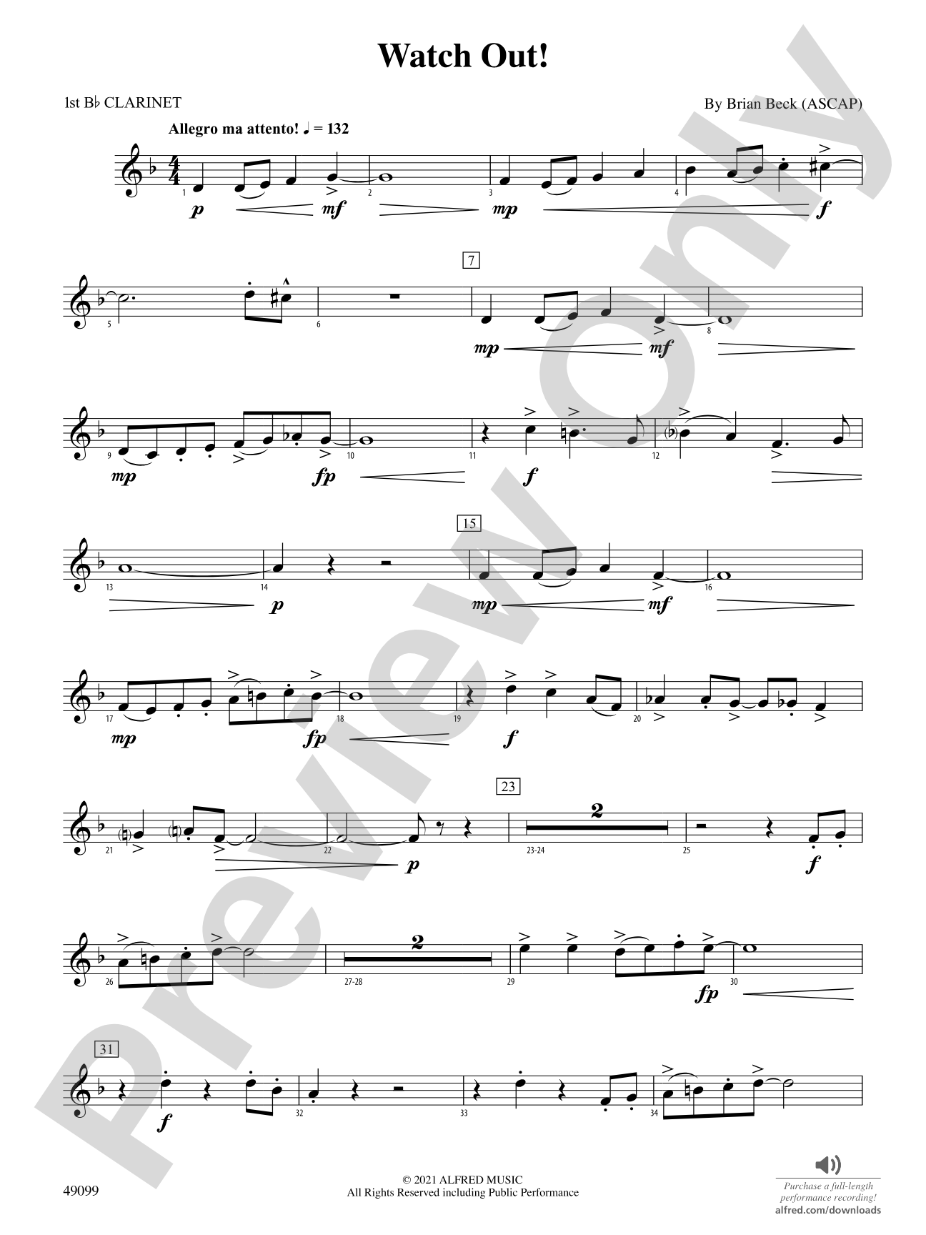 Watch Out!: 1st B-flat Clarinet