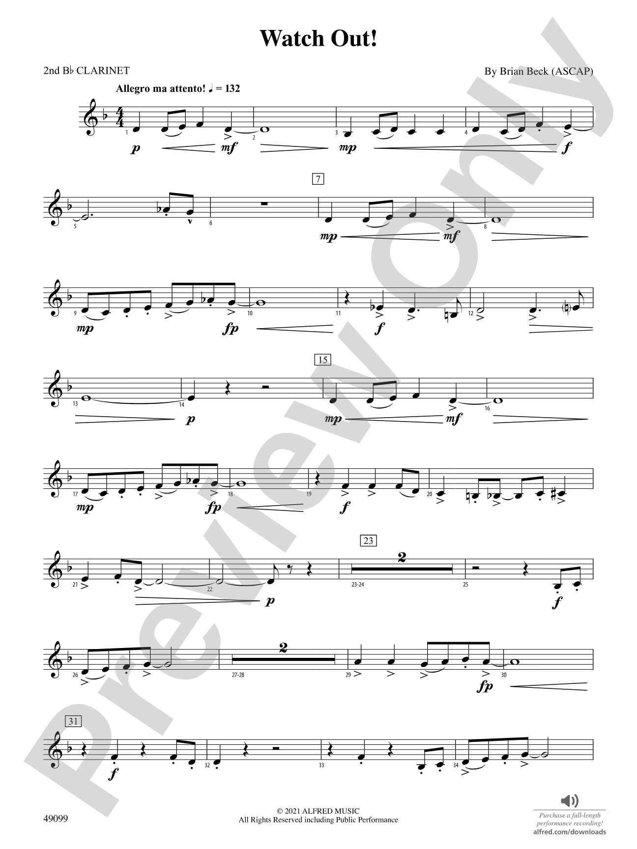 Watch Out!: 2nd B-flat Clarinet