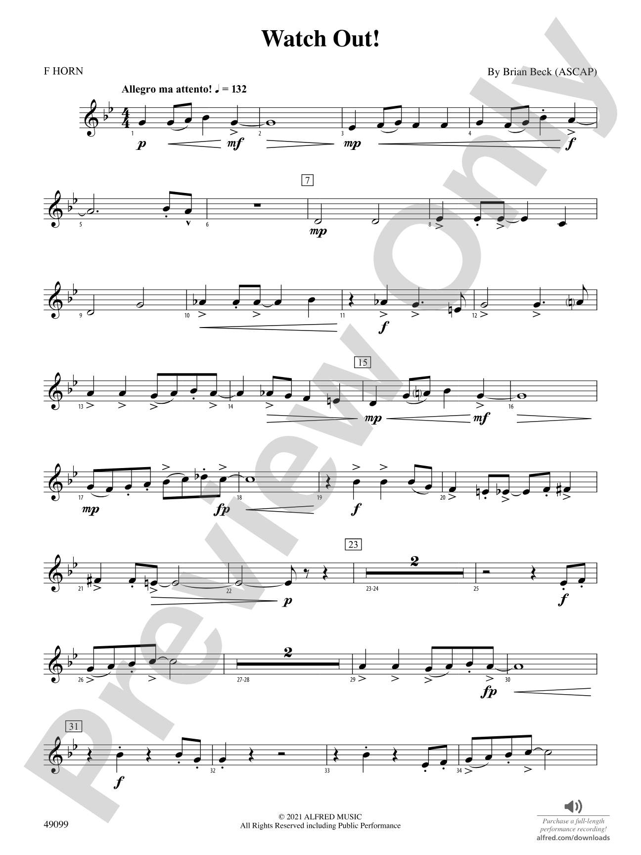 Watch Out!: 1st F Horn