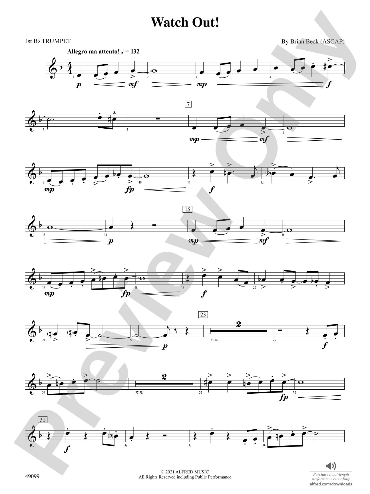 Watch Out!: 1st B-flat Trumpet