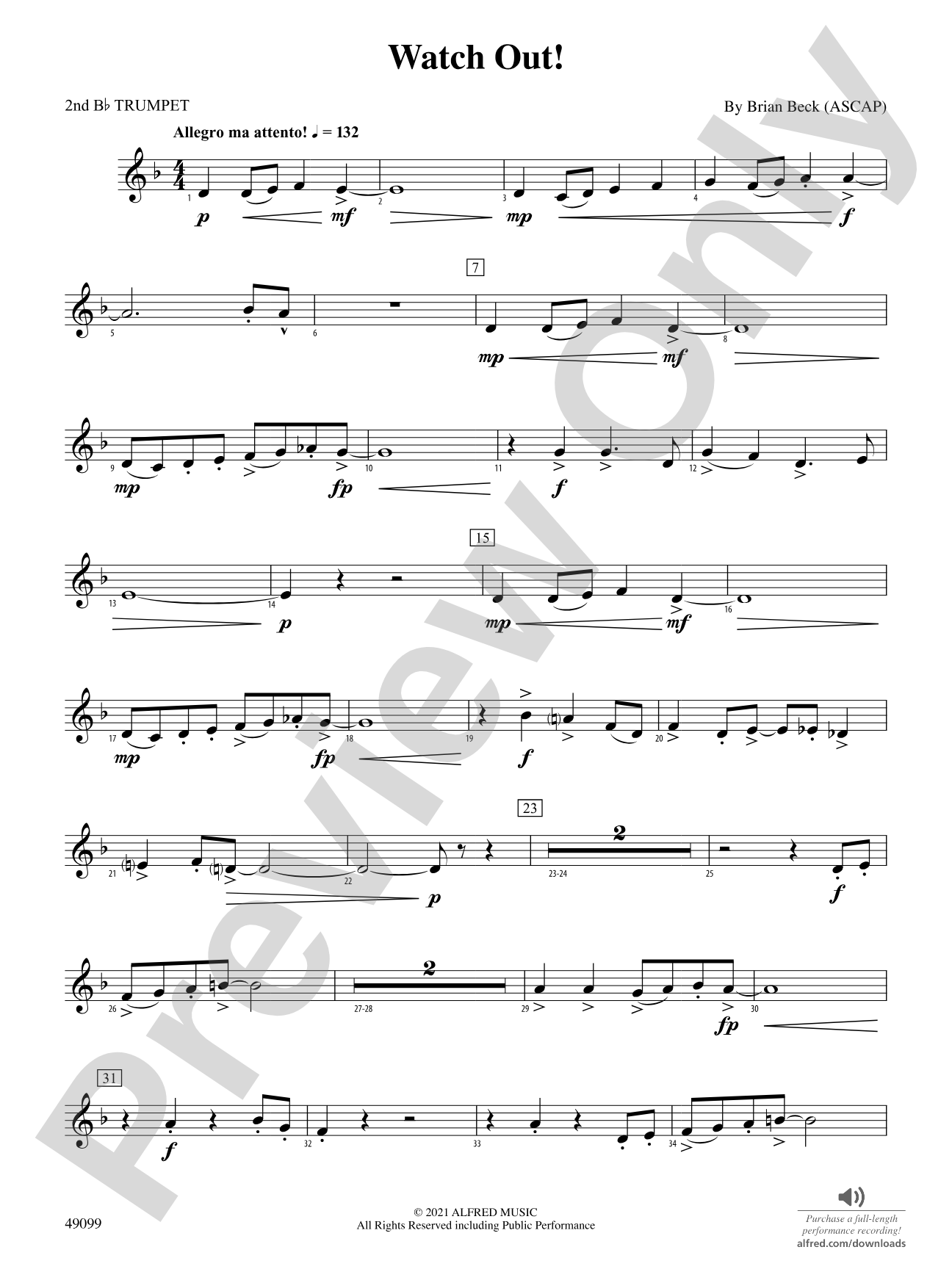 Watch Out!: 2nd B-flat Trumpet