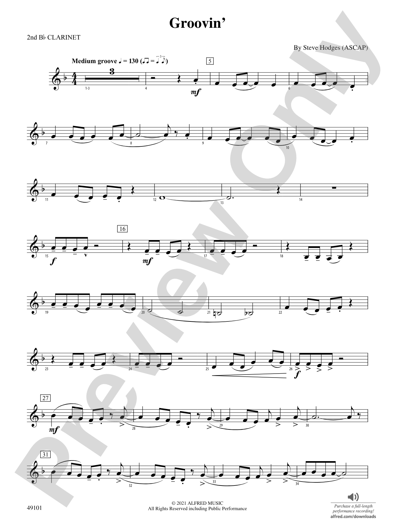 Groovin': 2nd B-flat Clarinet