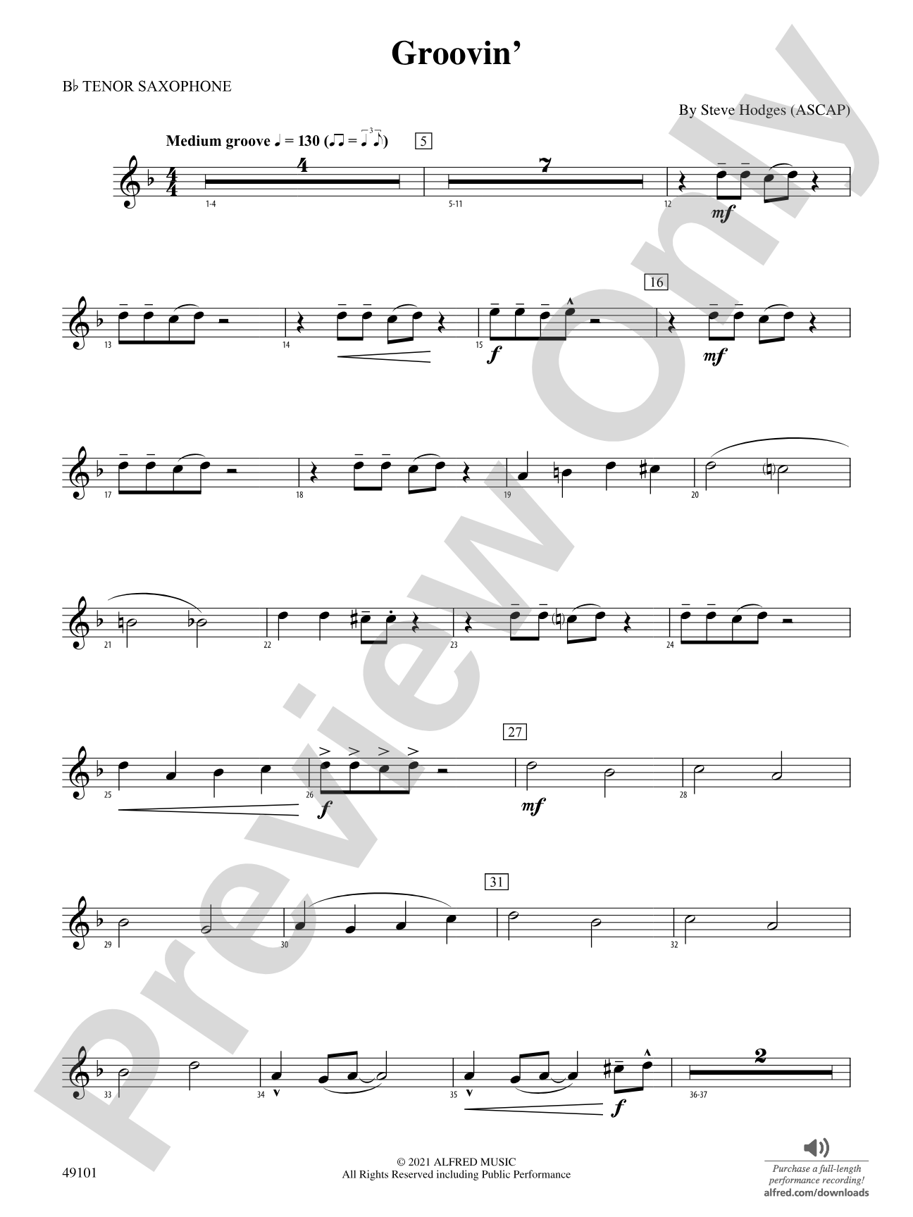 Groovin': B-flat Tenor Saxophone