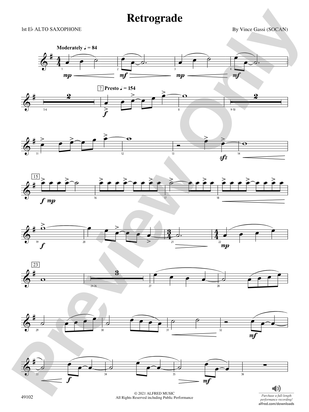 Retrograde: E-flat Alto Saxophone