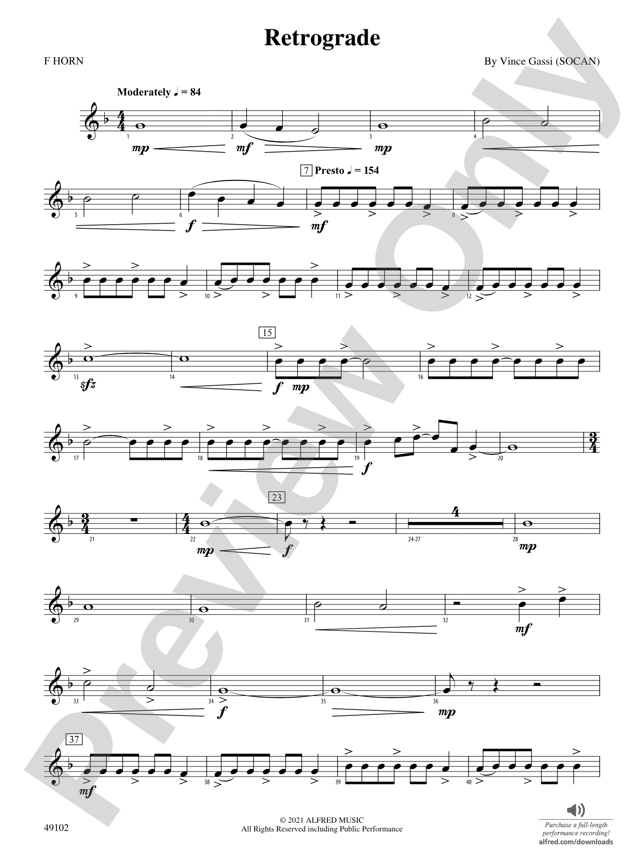 Retrograde: 1st F Horn