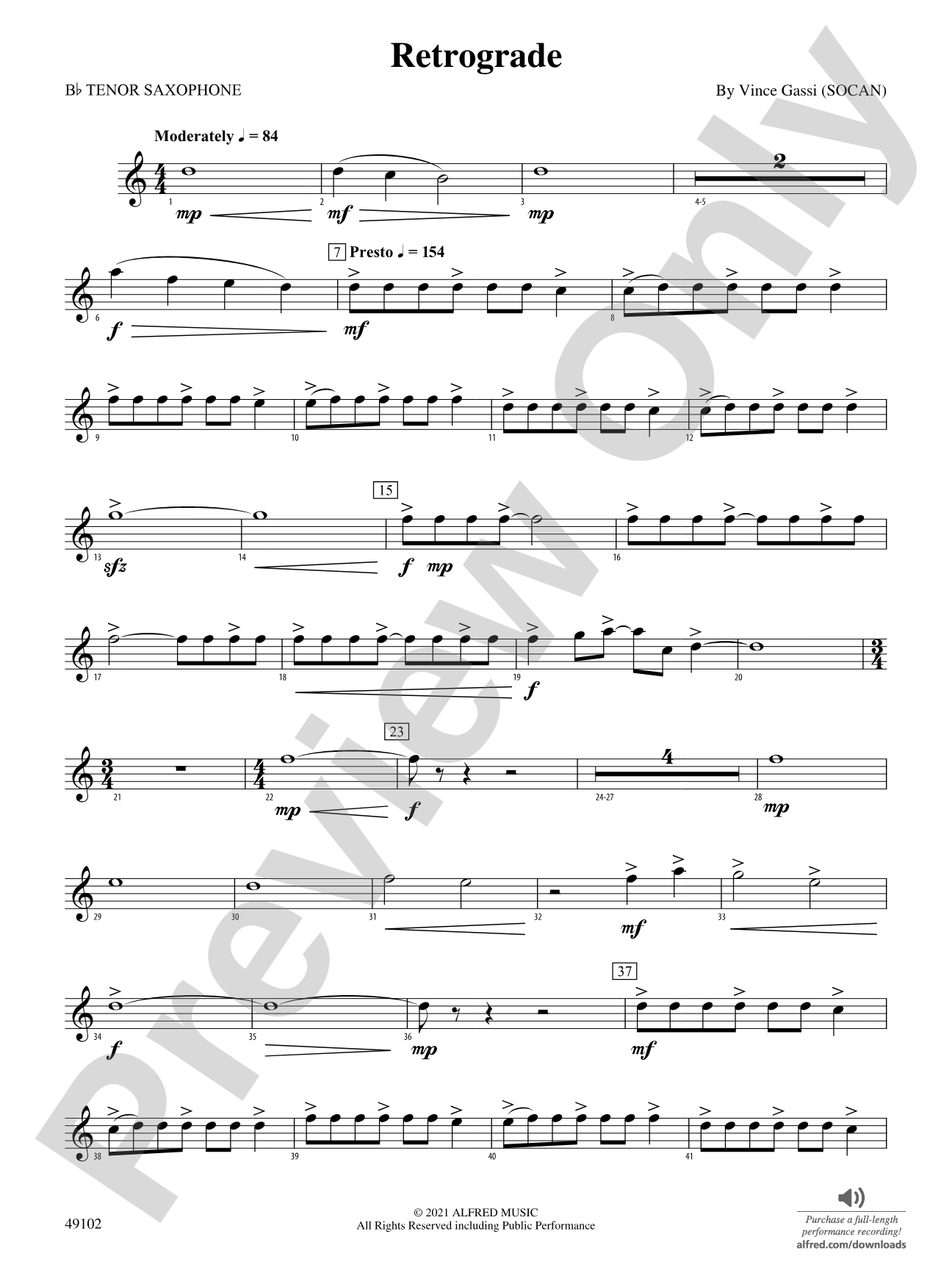 Retrograde: B-flat Tenor Saxophone