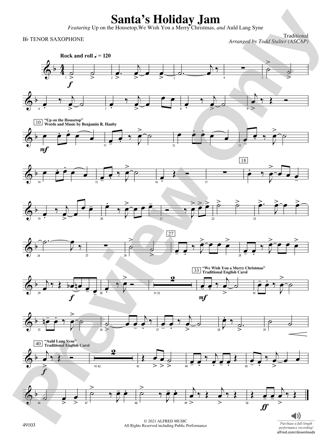 Santa's Holiday Jam: B-flat Tenor Saxophone